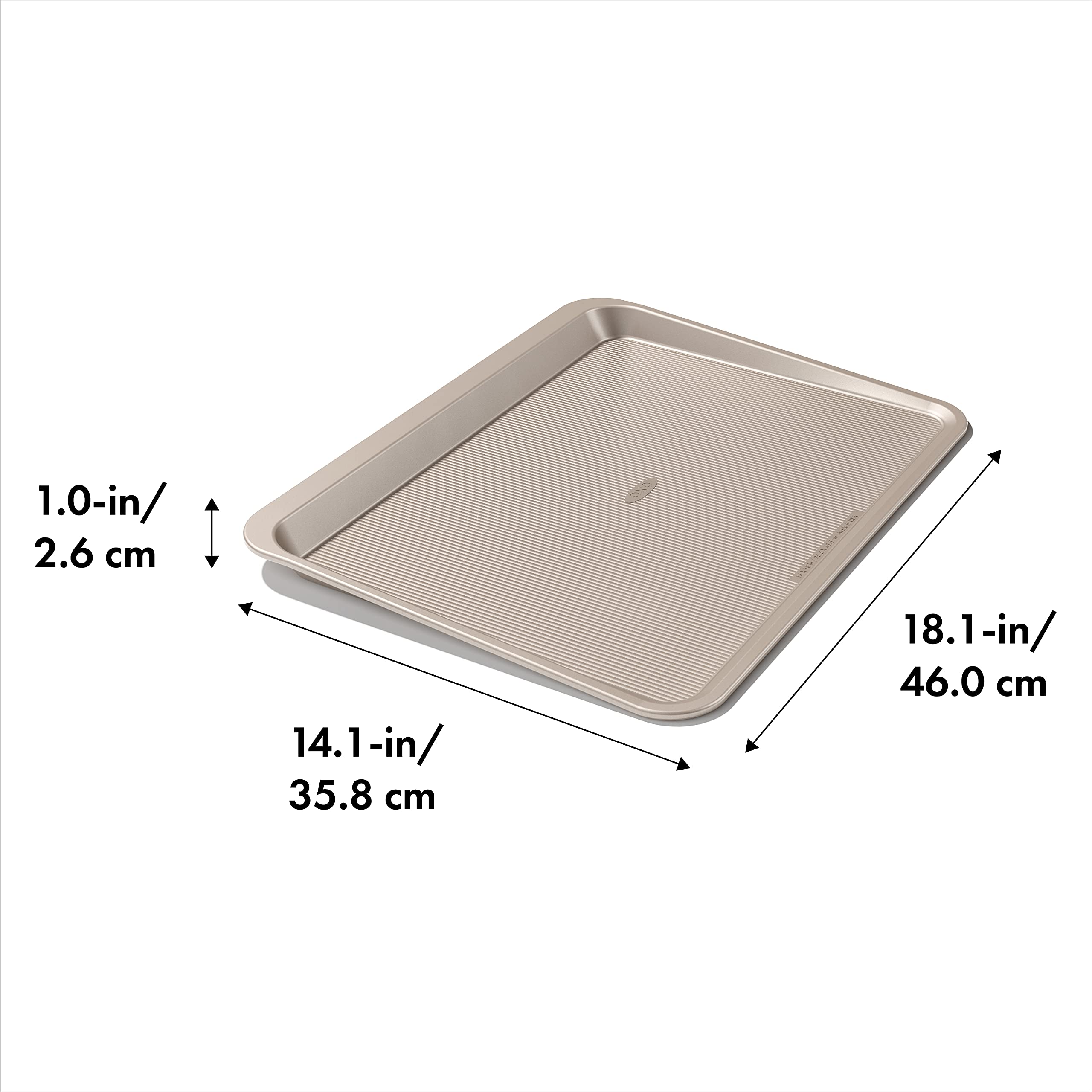 OXO Good Grips Non-Stick Pro Cookie Sheet, Aluminized Steel, 12.25 x 17 in, Gold, Model 11342300