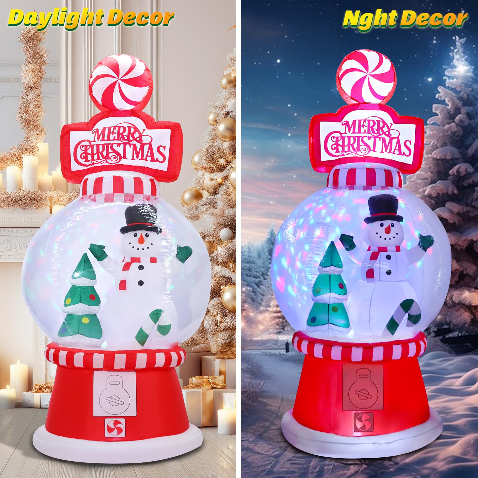 Vigdur 8 Ft Christmas Inflatables Outdoor Decorations, Blow up Inflatable Snow Globe with LED Lights for Indoor Outdoor Garden Y