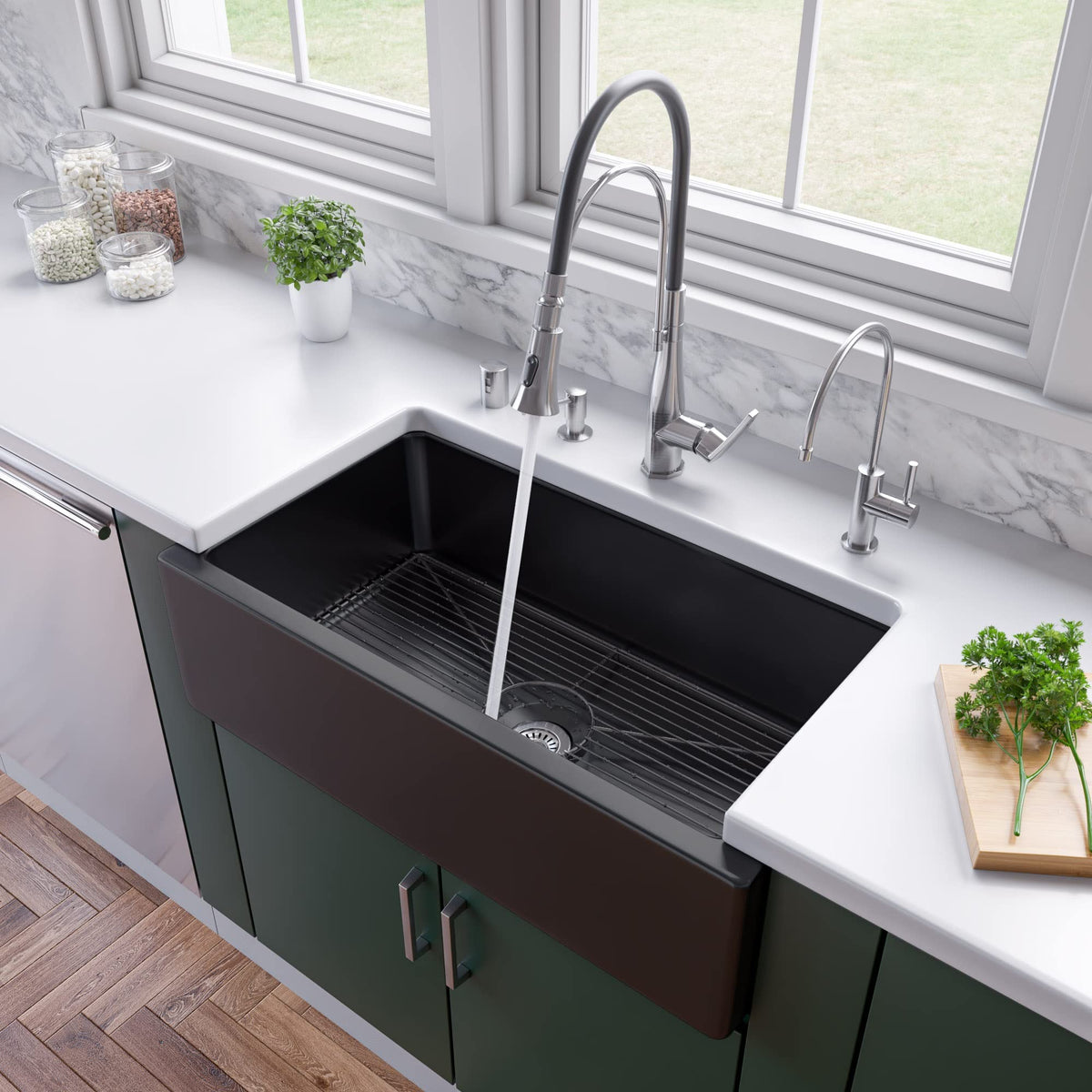 Alfi Brand Ab3318Hs-Bg Kitchen Sink, Black Gloss