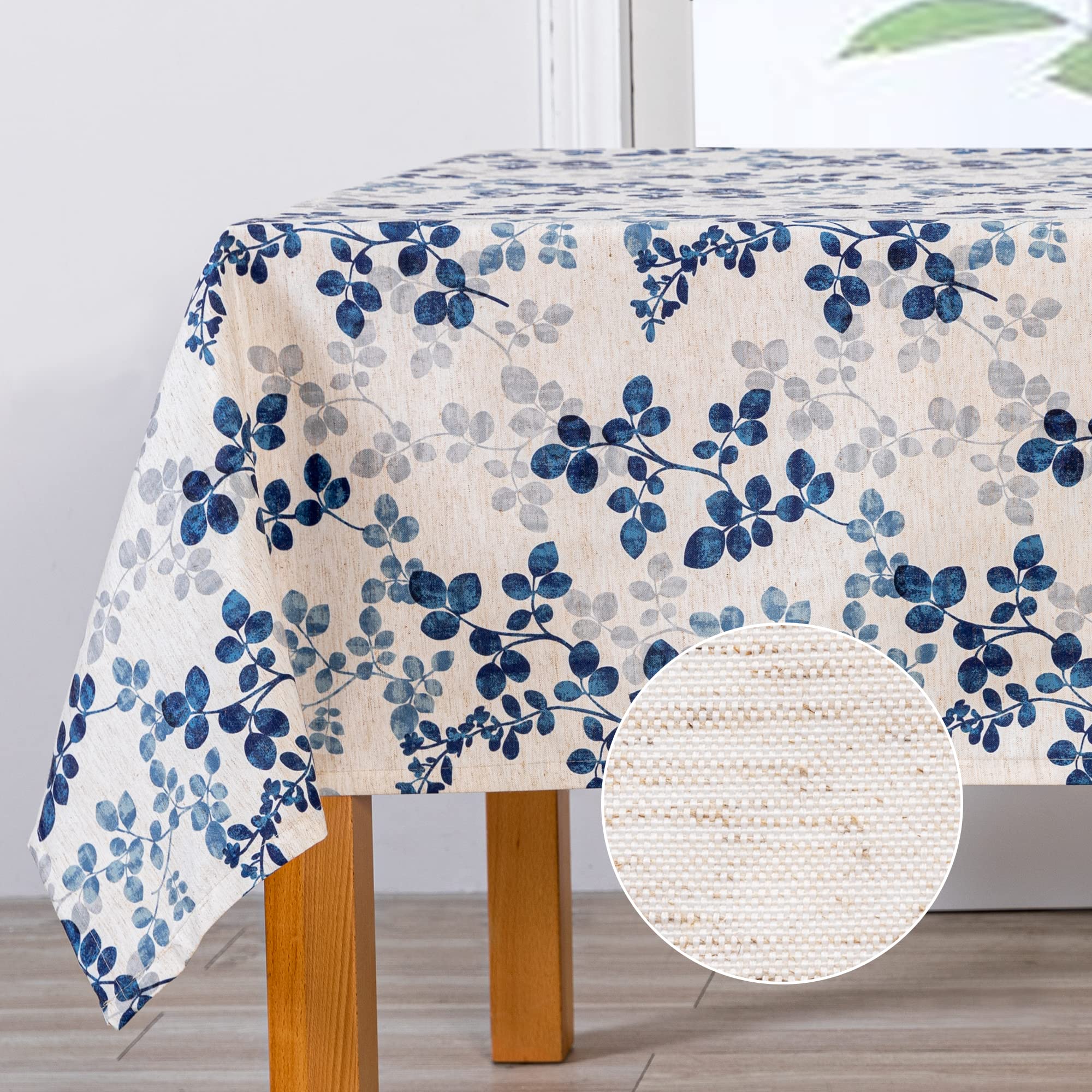 MYSKY HOME Floral Print Rectangle Tablecloth Waterproof Rectangular Table Cloth Linen Farmhouse Tablecloth for Kitchen Dining Sp