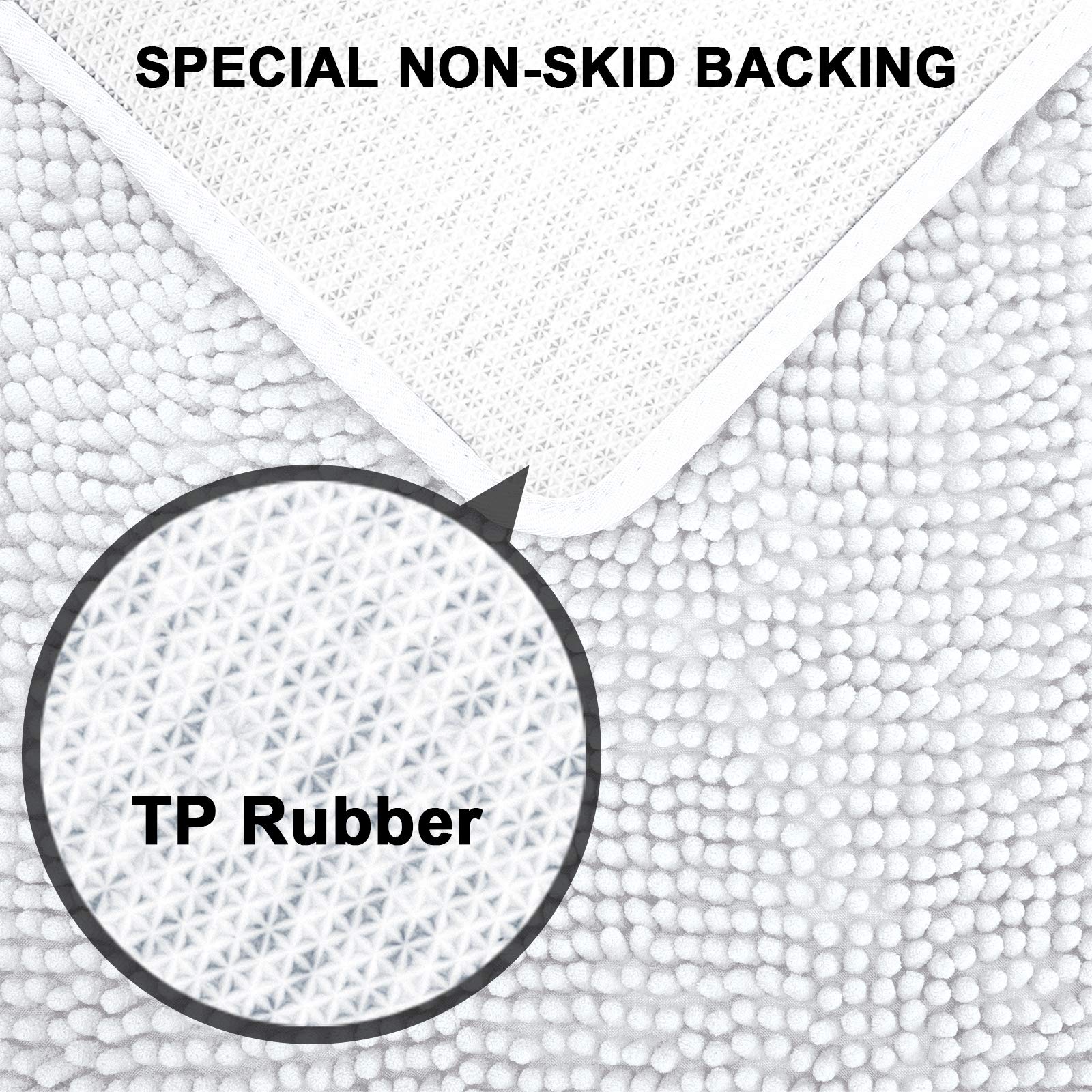 Secura Housewares Soft Microfiber Bathroom Rugs  47 x 28 Inches Non Slip Bath Mat for Door  Bathroom & Bedroom with Water Absorbent  Machine Washable (White)
