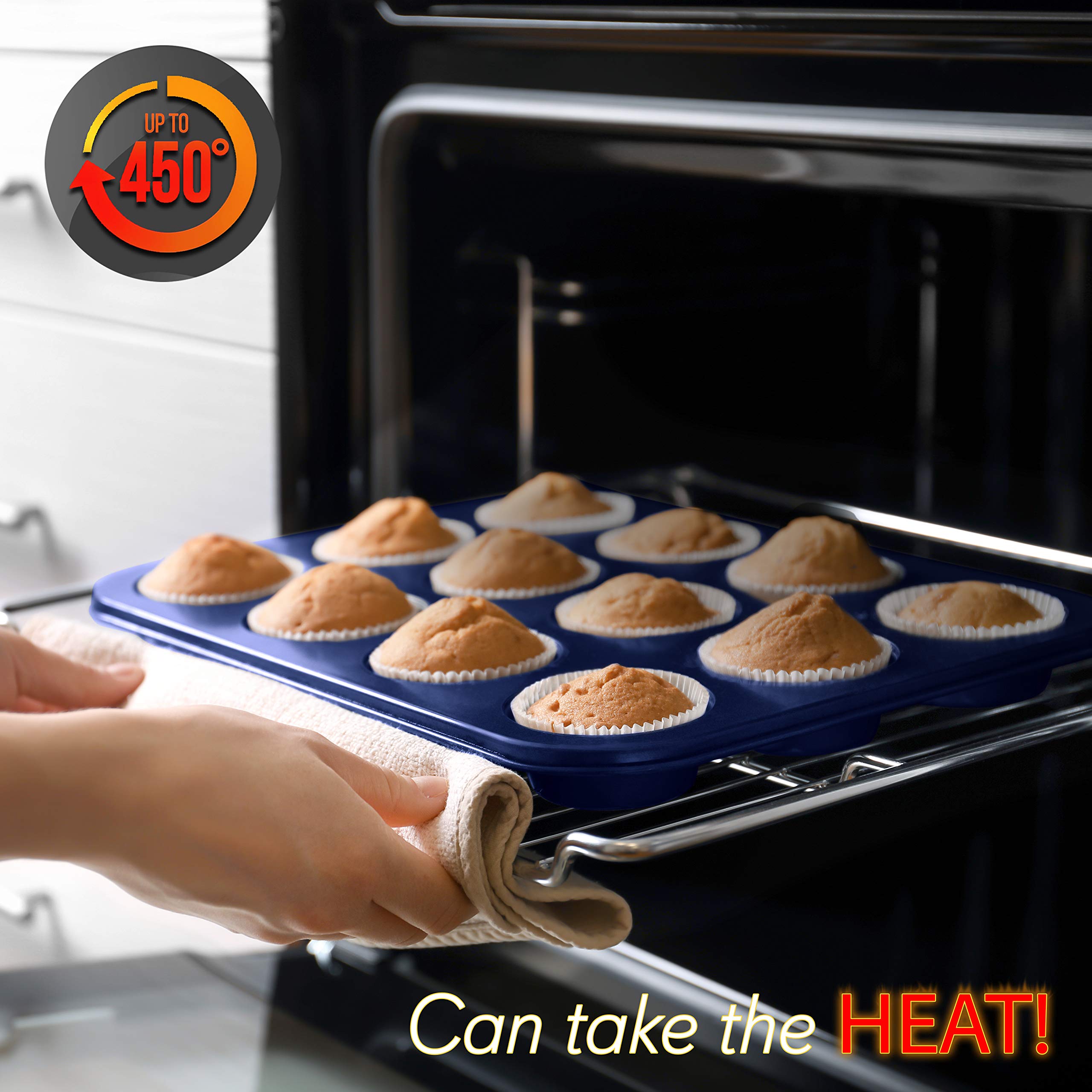 Nutrichef 6-Piece Non-Stick Baking Pans - Carbon Steel Baking Trays With Nonstick Coating - Includes Muffin Pan, Loaf Pan, Cooki