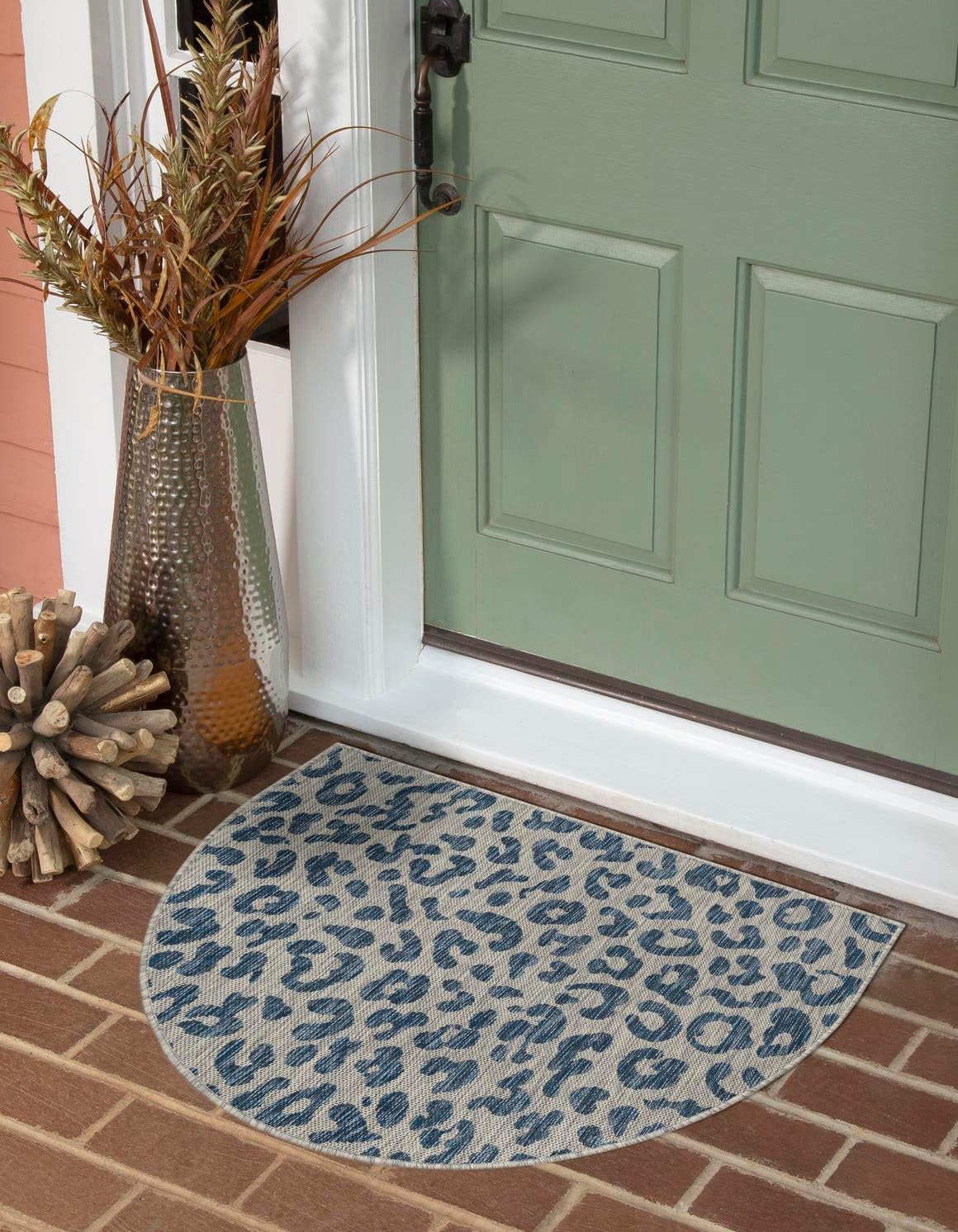 Unique Loom Outdoor Safari Collection Area Rug - Leopard (2 2 x 3 7 Hearth Blue/Gray)