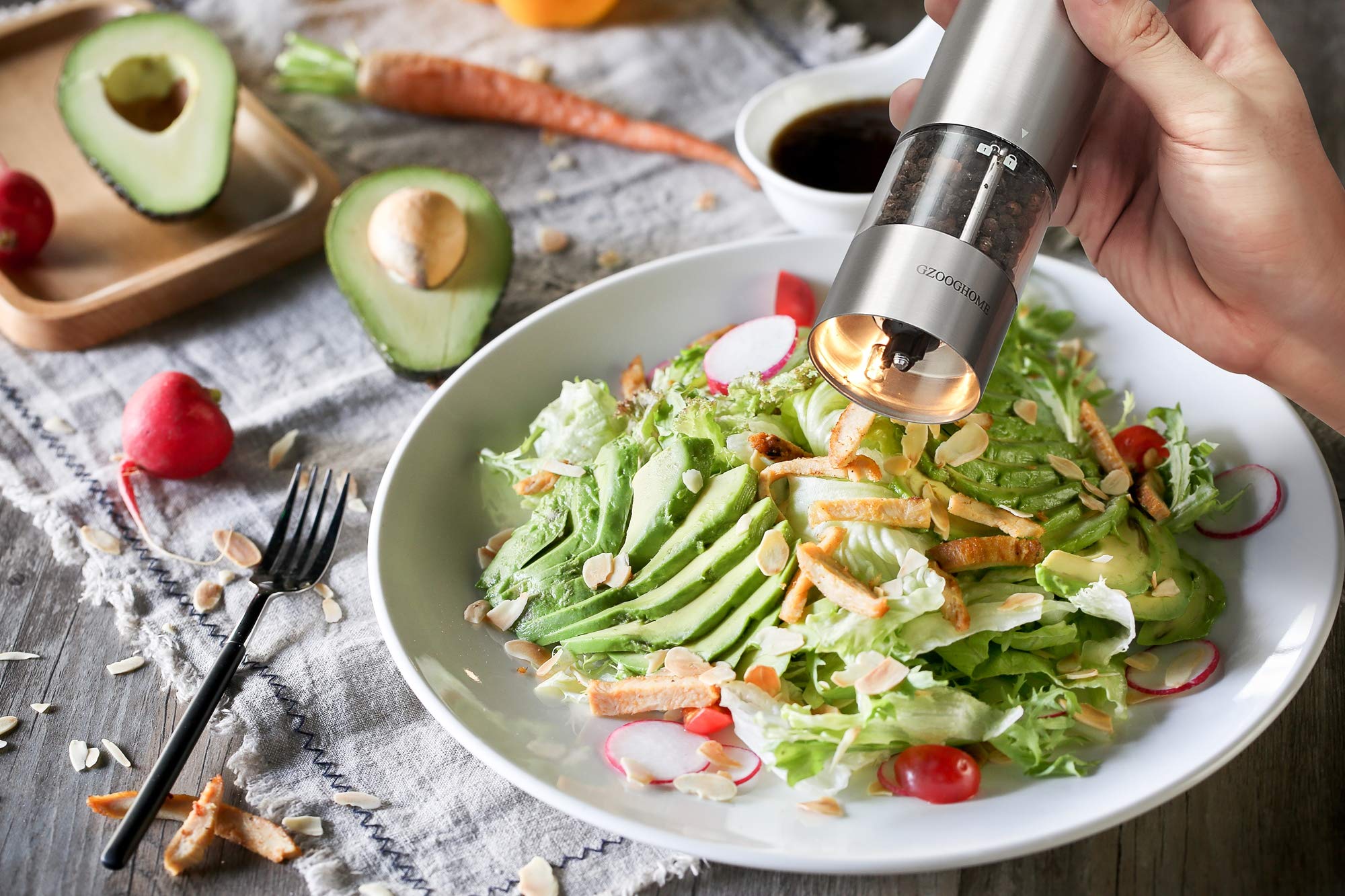 Gzooghome Electric Salt And Pepper Mill Grinder Set (Do Not Use Rechargeable Batteries), Battery Operated Automatic One Handed P