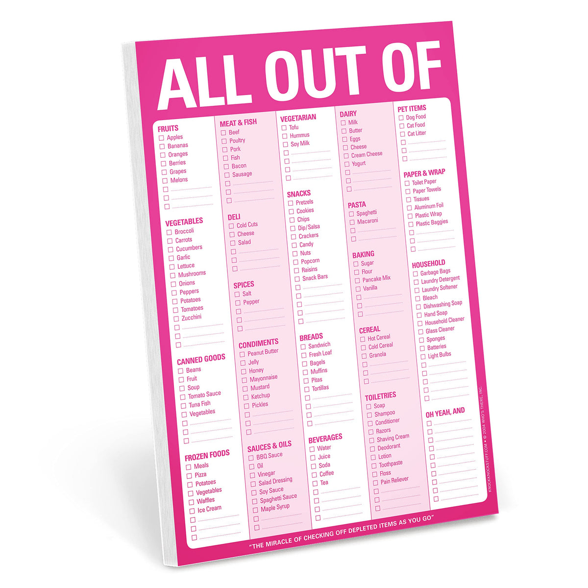 Knock Knock All Out Of Pad Grocery List Note Pad, 6 X 9-Inches (Pink)