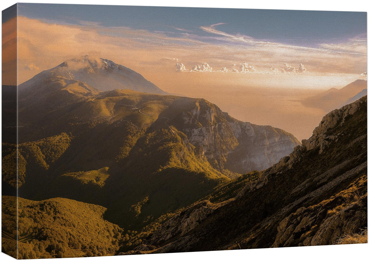 Wall26 Canvas Print Wall Art Golden Mountain Landscape Warm Photography Realism Bohemian Scenic Relax/Calm Cool For Living Room,