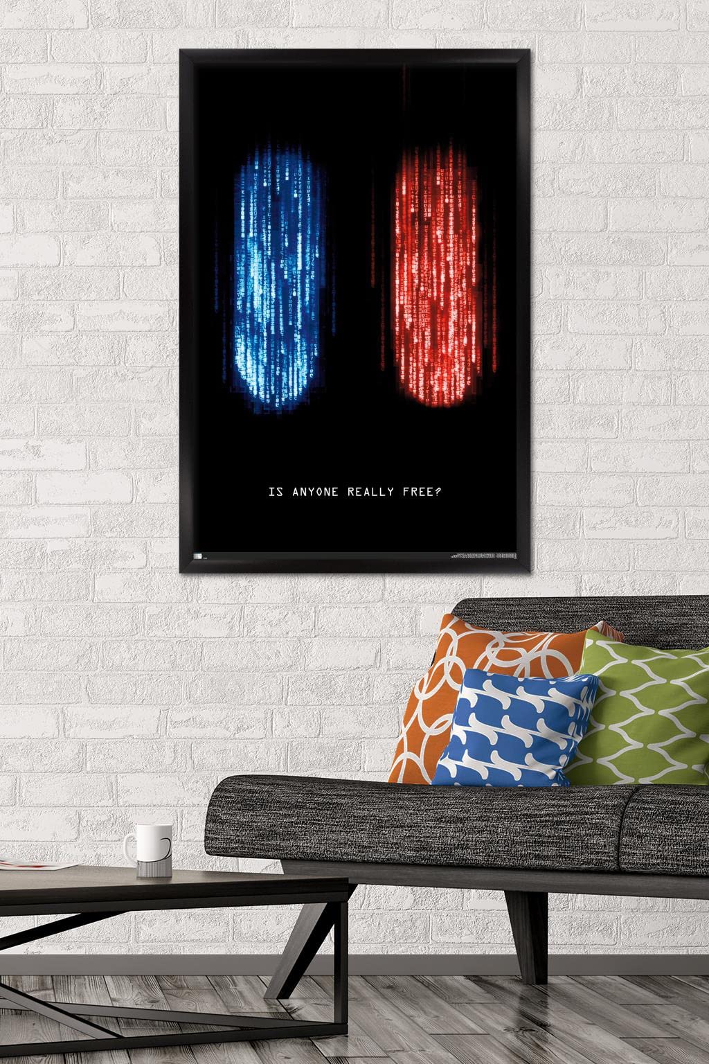 The Matrix: Resurrections - Is Anyone Really Free Wall Poster, 34L'' X 22.4W'', Black Framed Version