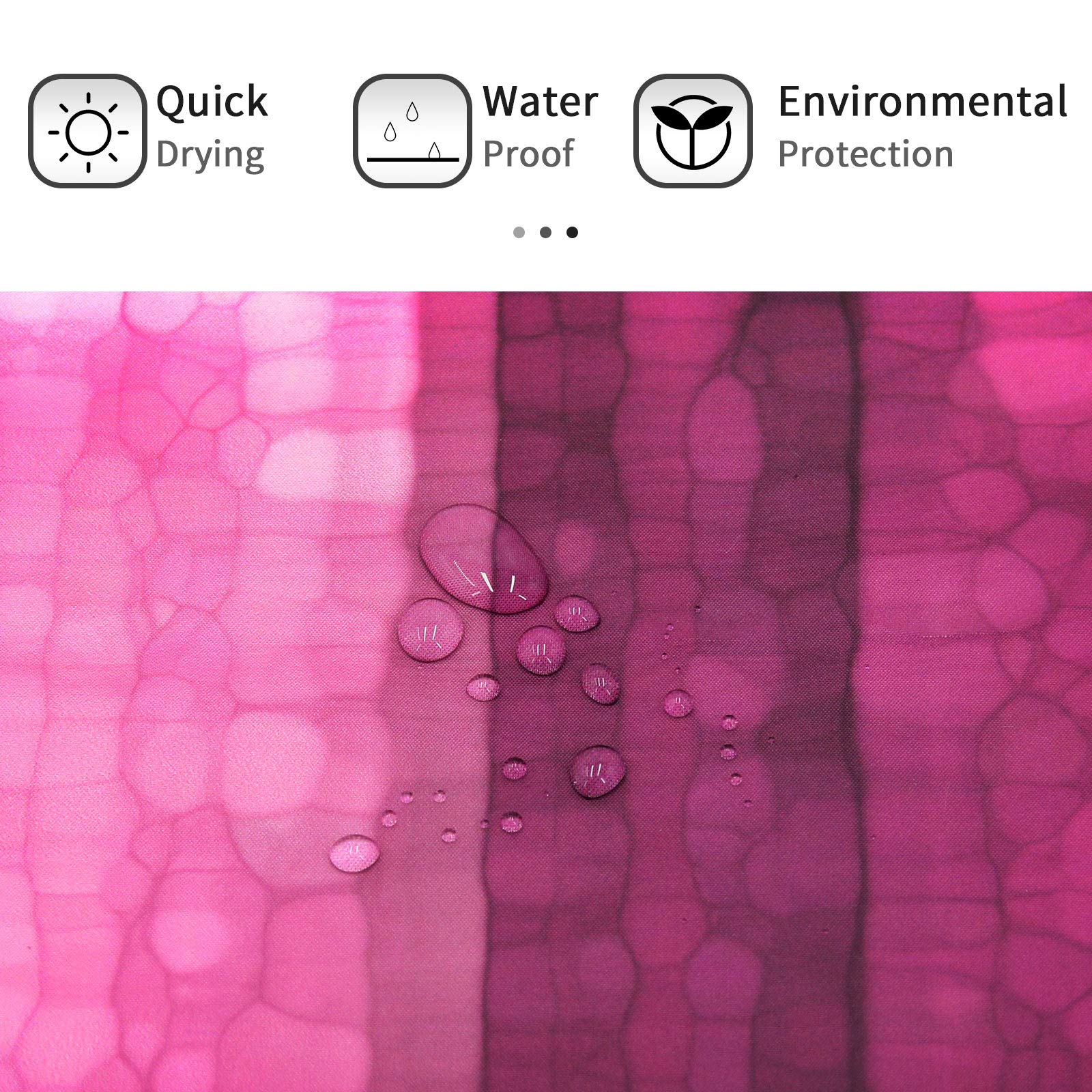 Gibelle Pink Striped Shower Curtain, Hot Pink Neon Pink Cute Shower Curtain Set With 12 Hooks, Abstract Mosaic Glass Texture And