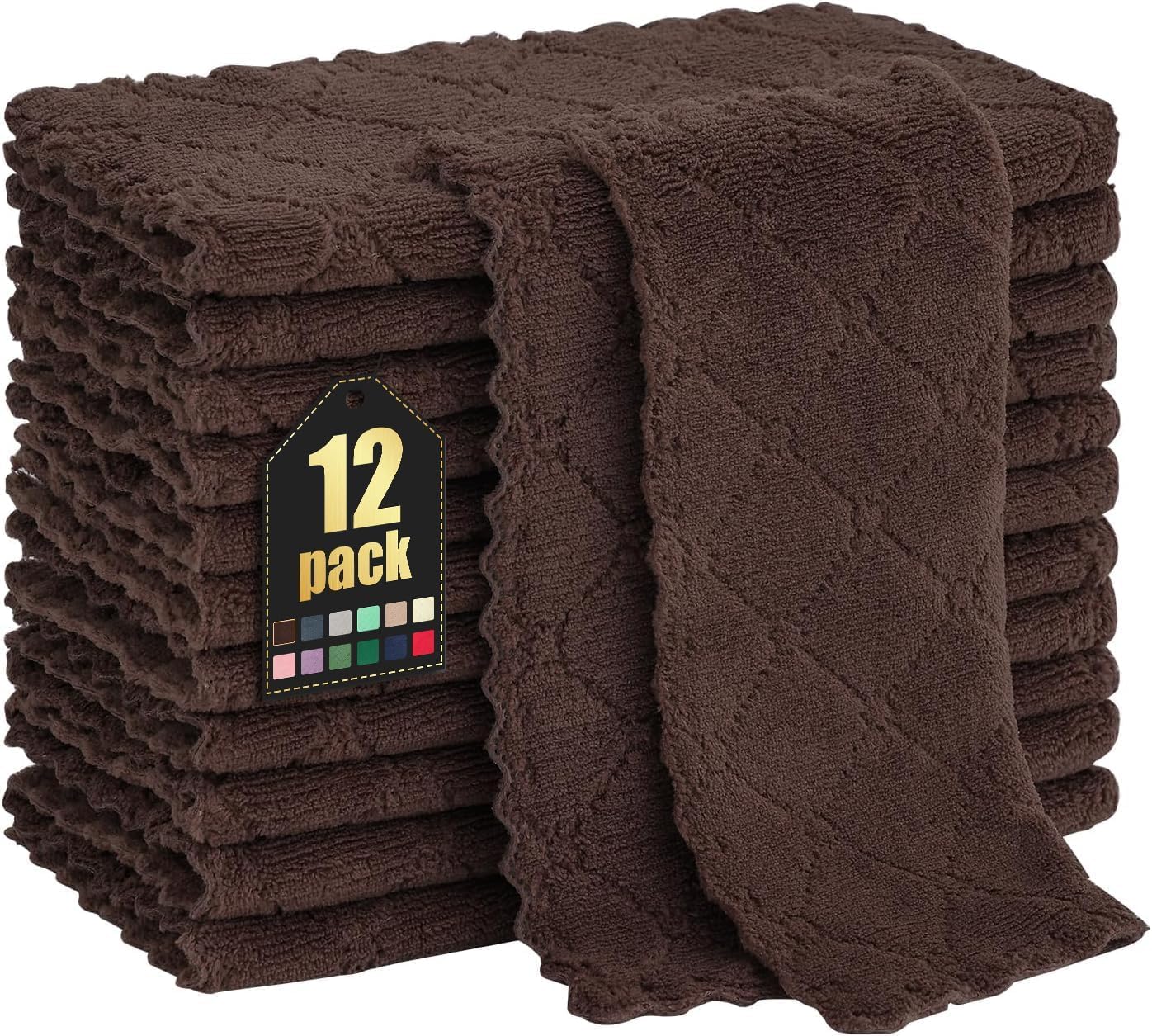 Homaxy 12 Pack Kitchen Cloths Dish Towels (10 x 10, Dark Grey & Navy Blue), Super Soft and Absorbent Dish Cloths, Coral Velvet M