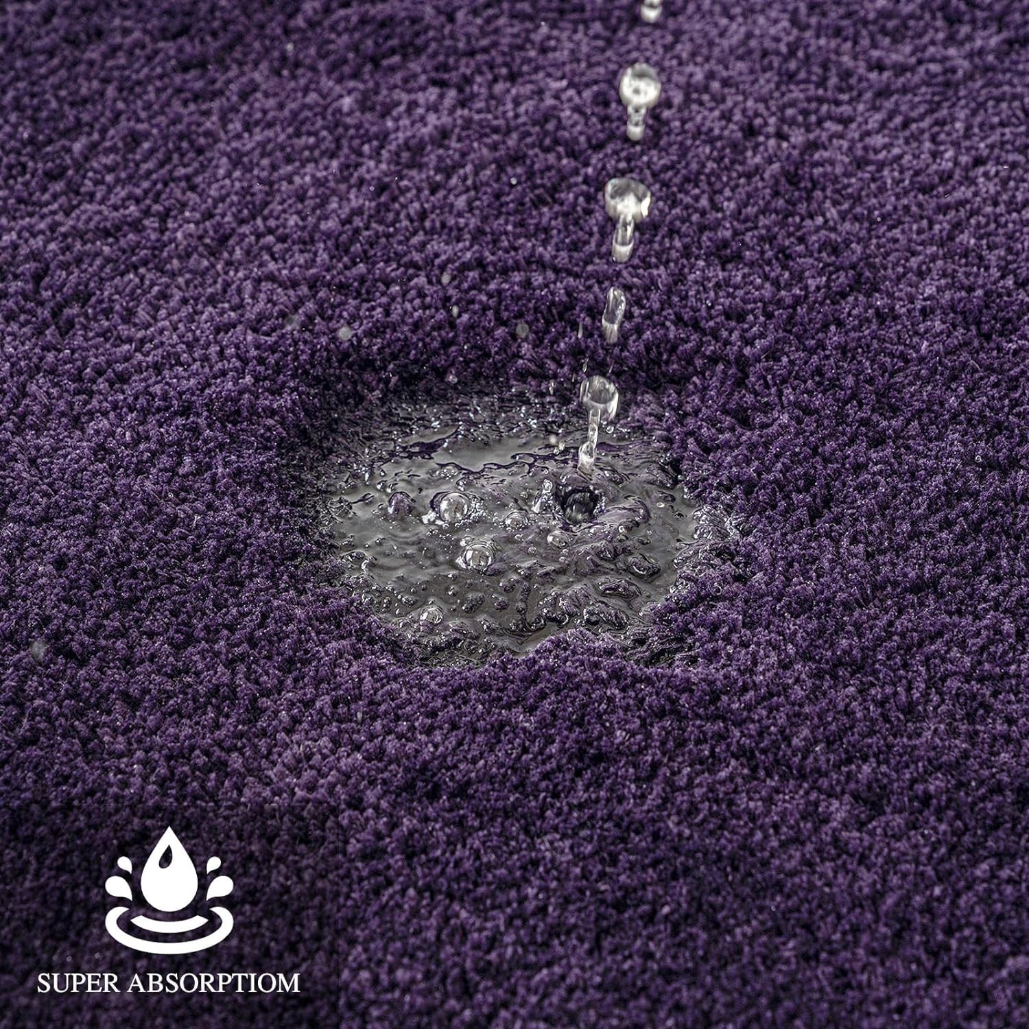 Miulee Dark Purple Bathroom Rugs Set 2 Piece, Non Slip Bath Mat With Absorbent Microfiber, Ultra Soft Thick Rugs For Bathroom Fl