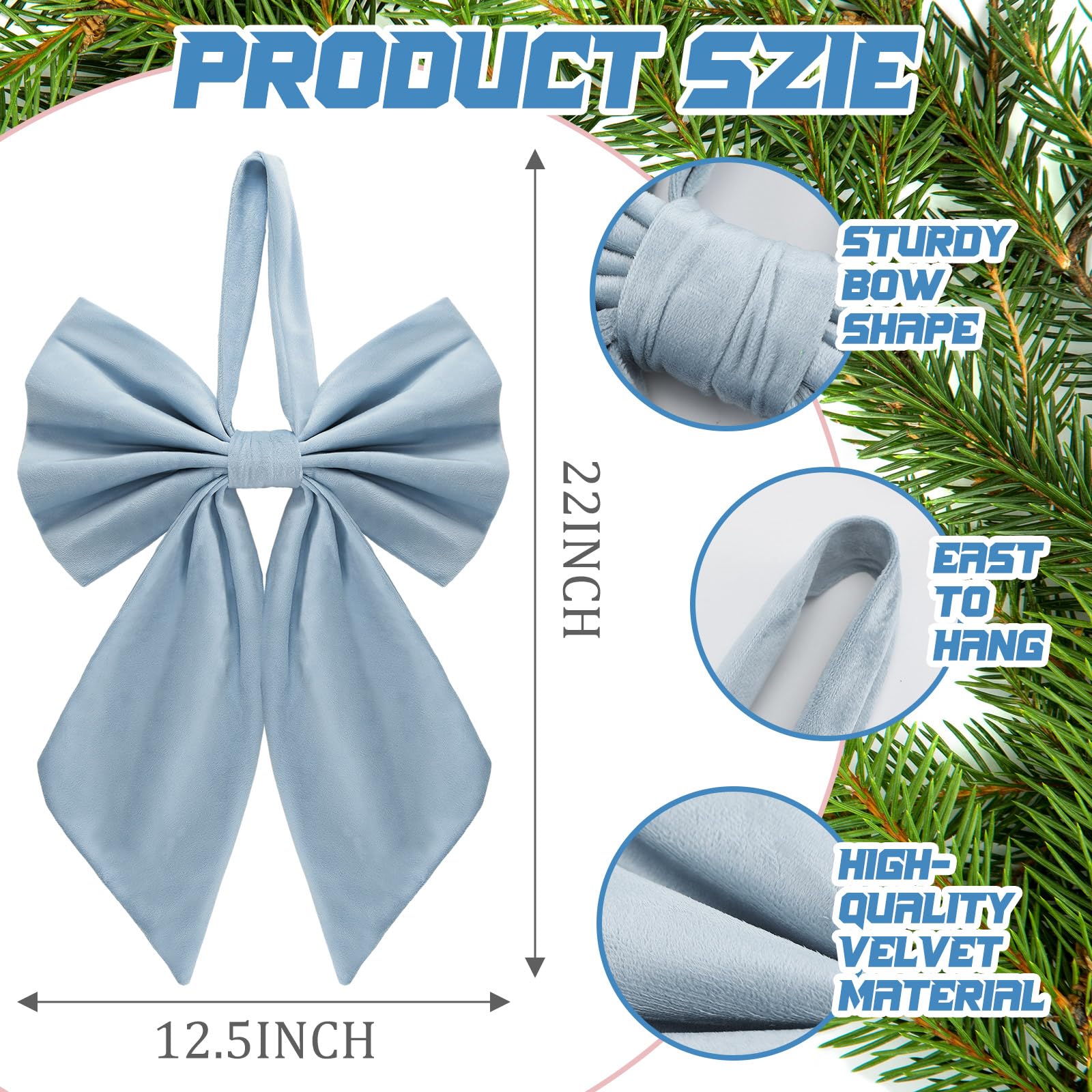Janinka Christmas Tree Topper Bow 22, Large Bow for Decor, Birthday Party Backdrop, Ribbon Hanging Decor for Christmas Room Back