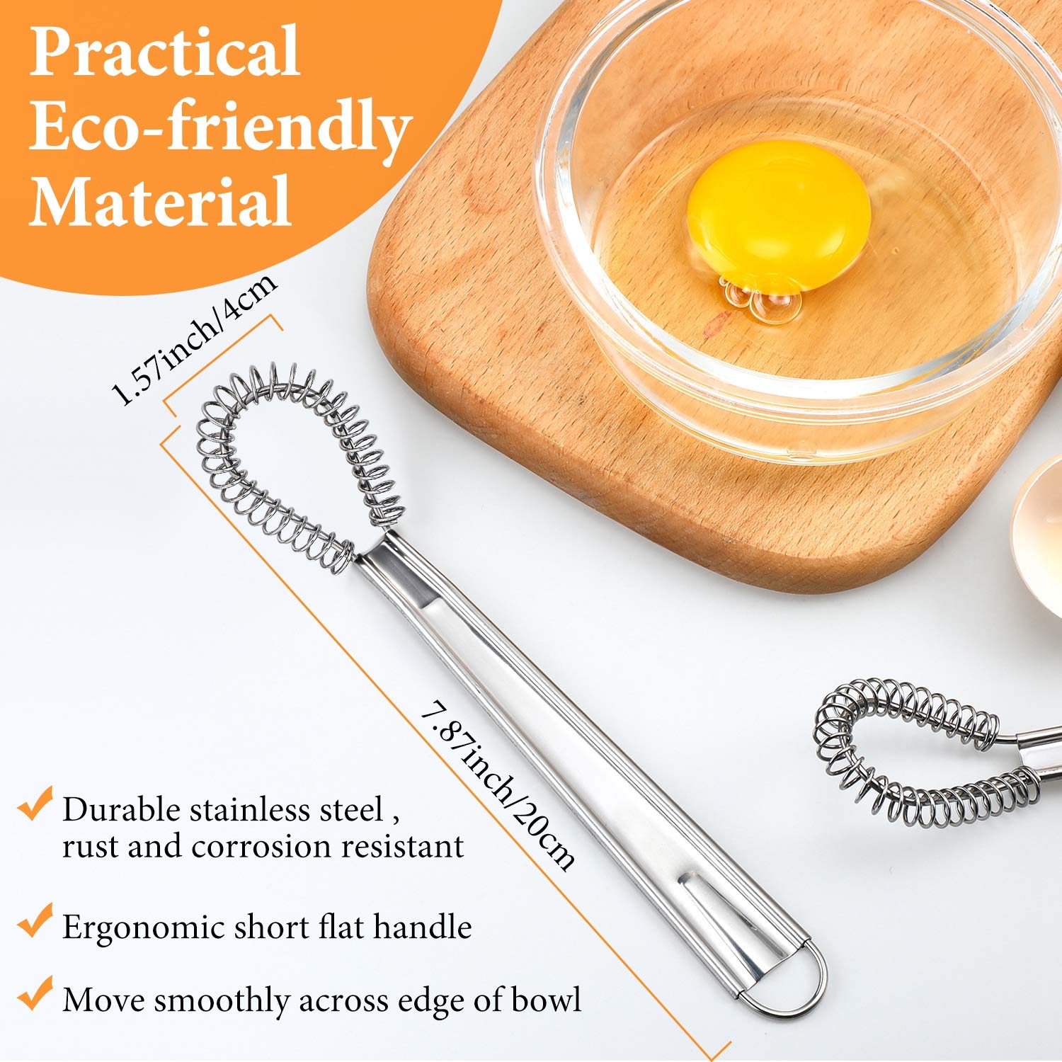 4 Pieces Egg Beater Stainless Steel Mini Spring Coil Whisk Silicone Whisk Hand Held Sauce Stirrer Blender Milk Frother Foamer Co
