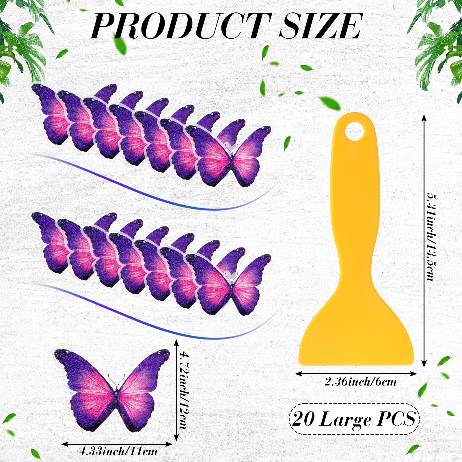 Trandraft 20 Pcs Non Slip Bathtub Stickers Butterfly Shower Stickers Anti Slip Adhesive Butterfly Decals Treads Bathtub Stickers