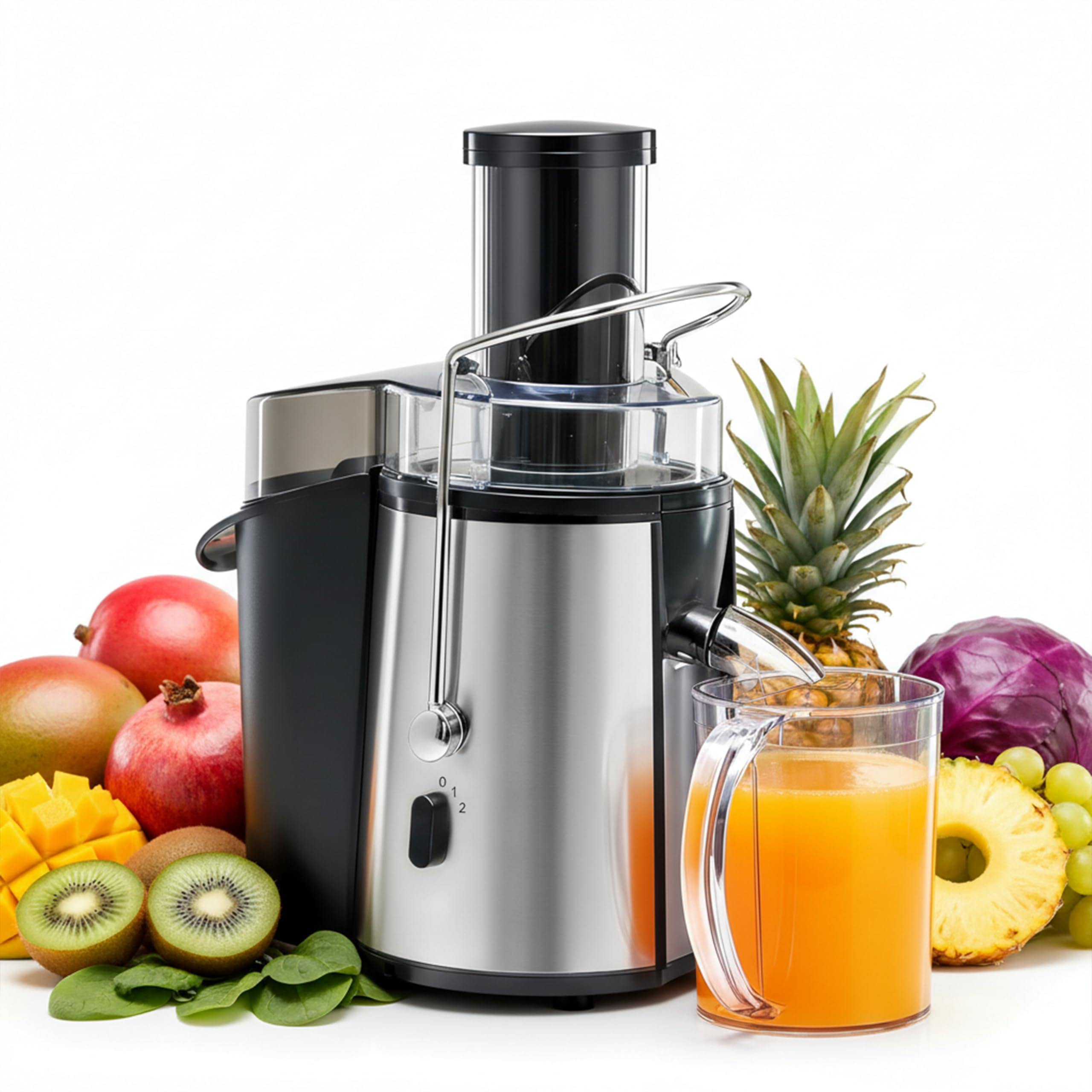 Simple Deluxe Juicer Machines, 700W Centrifugal Juicer Extractor with Wide Mouth 3 Feed Chute for Fruit Vegetable, Electric Juic