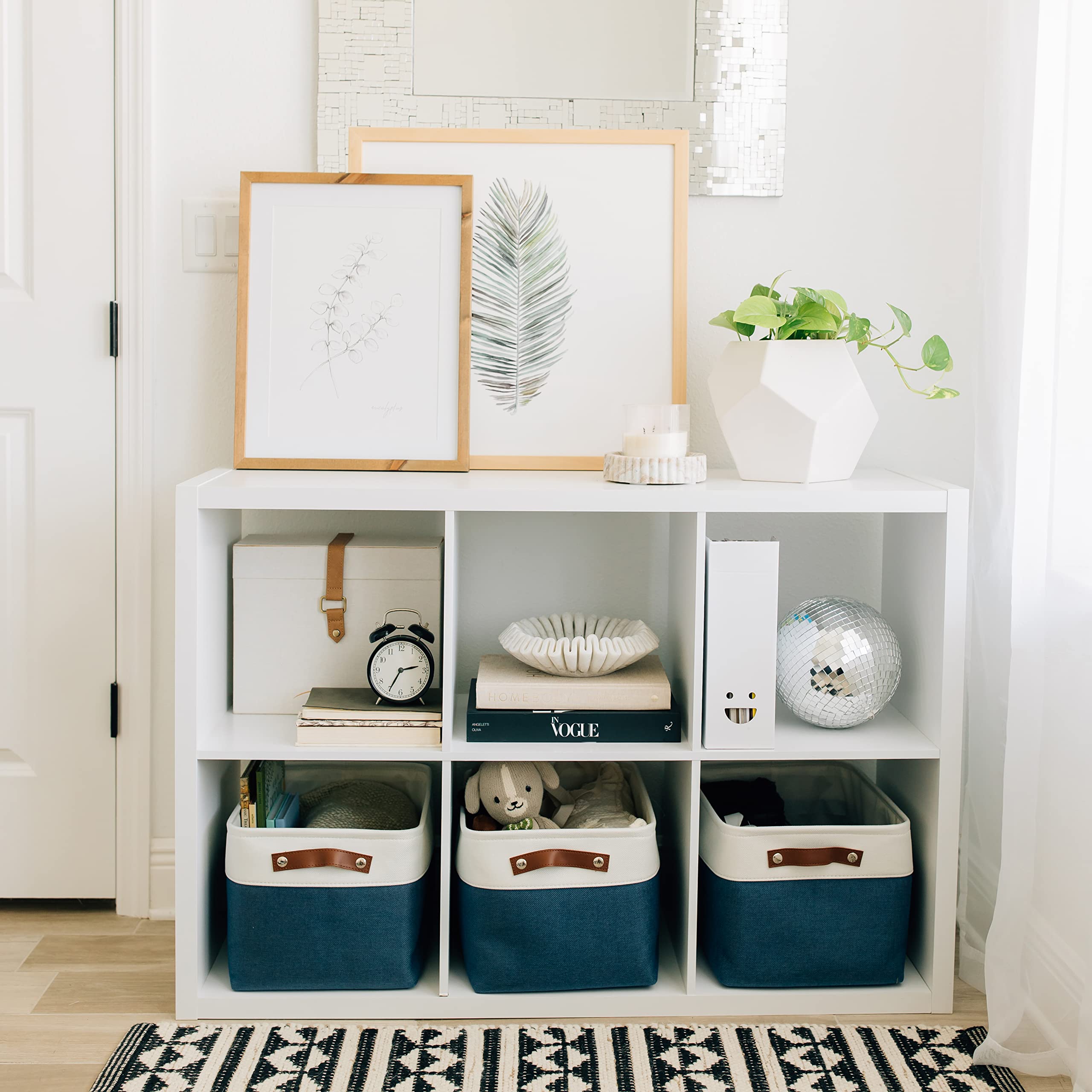 Organihaus Large Storage Bins For Shelves 3 Pack | 15X11In Closet Storage Bins For Shelves | Fabric Storage Bins | Cloth Baskets