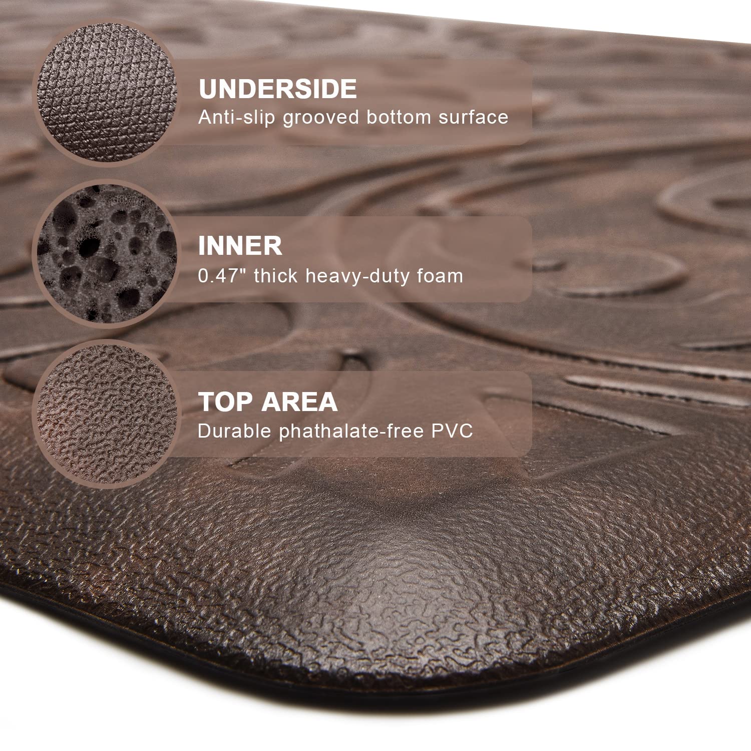 Kmat Kitchen Mat Cushioned Anti-Fatigue Waterproof Non-Slip Standing Mat Ergonomic Comfort Rug For Home,Office,Sink,Laundry,Desk