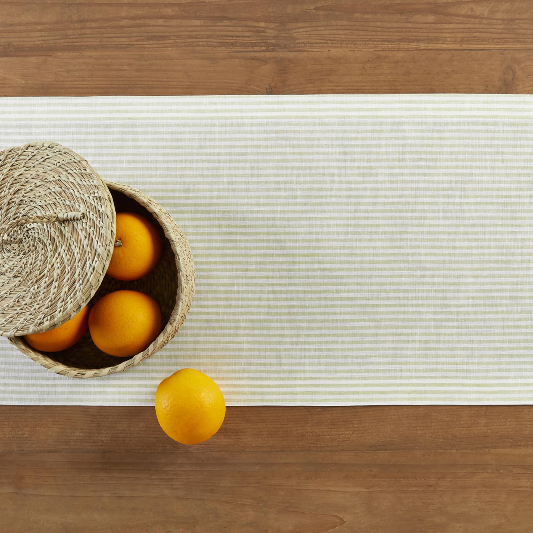Solino Home Stripe Linen Table Runner 108 Inches Long - 100% Pure Linen Sage And White Dining Table Runner 14 X 108 Inch Ideal F