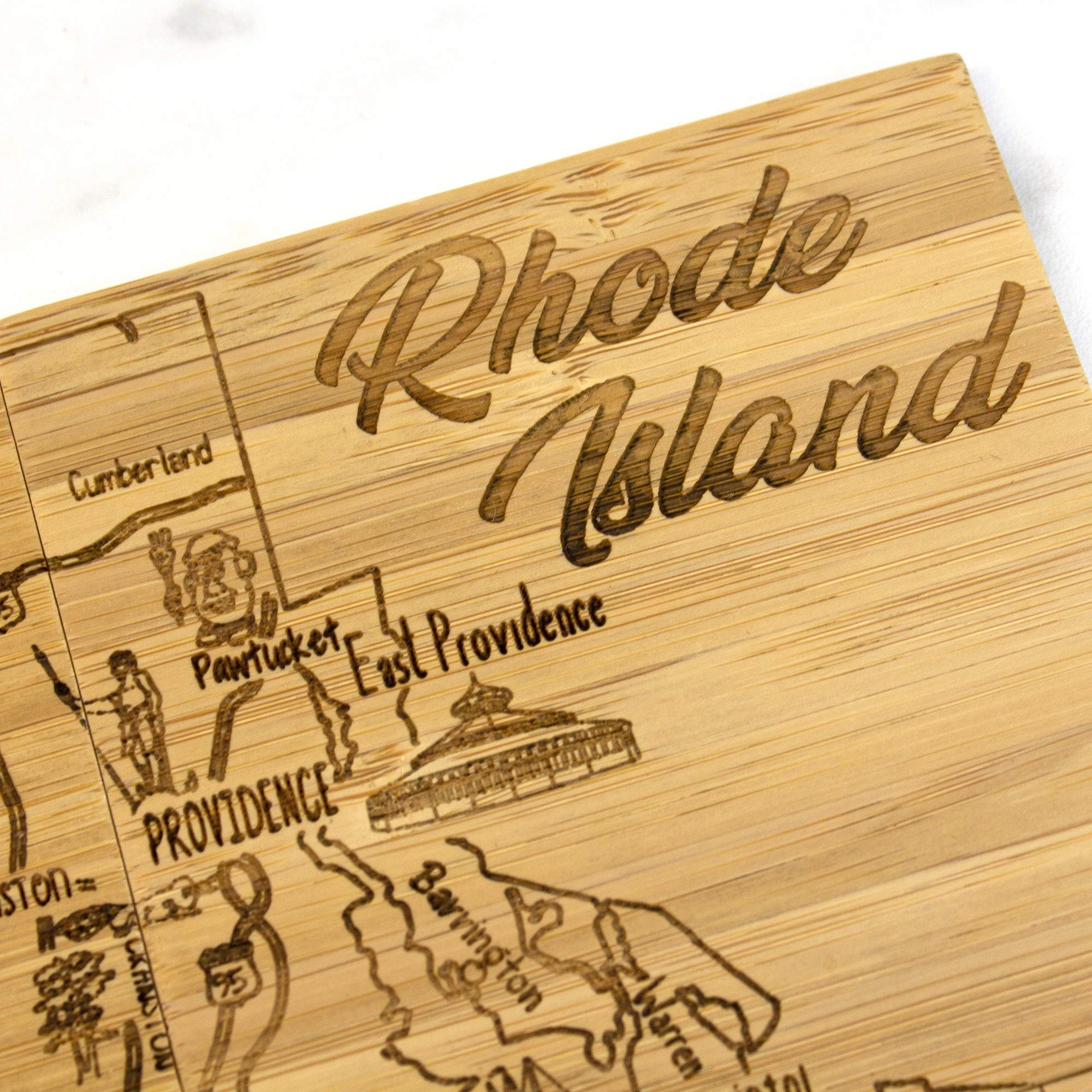 Totally Bamboo Rhode Island State Puzzle 4 Piece Bamboo Coaster Set with Case