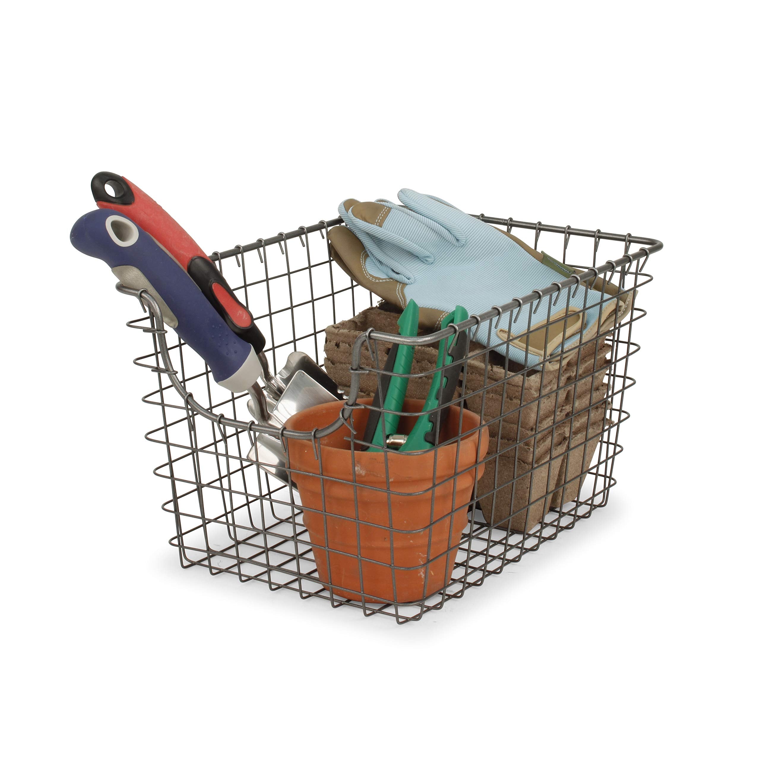 Spectrum Diversified Scoop Wire Basket, Vintage-Inspired Steel Storage Solution For Kitchen, Pantry, Closet, Bathroom, Craft Roo