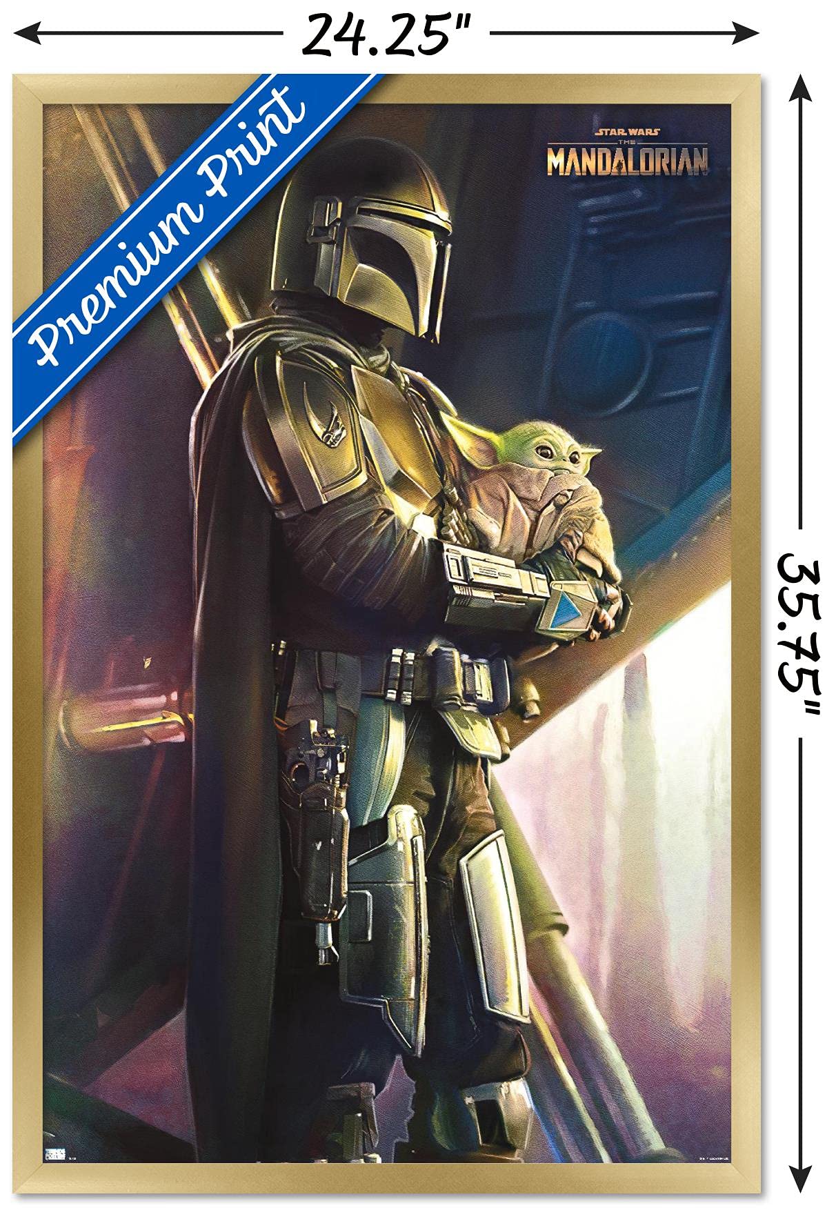 Trends International Star Wars: The Mandalorian - Held Wall Poster, 22.375'' X 34'', Gold Framed Version