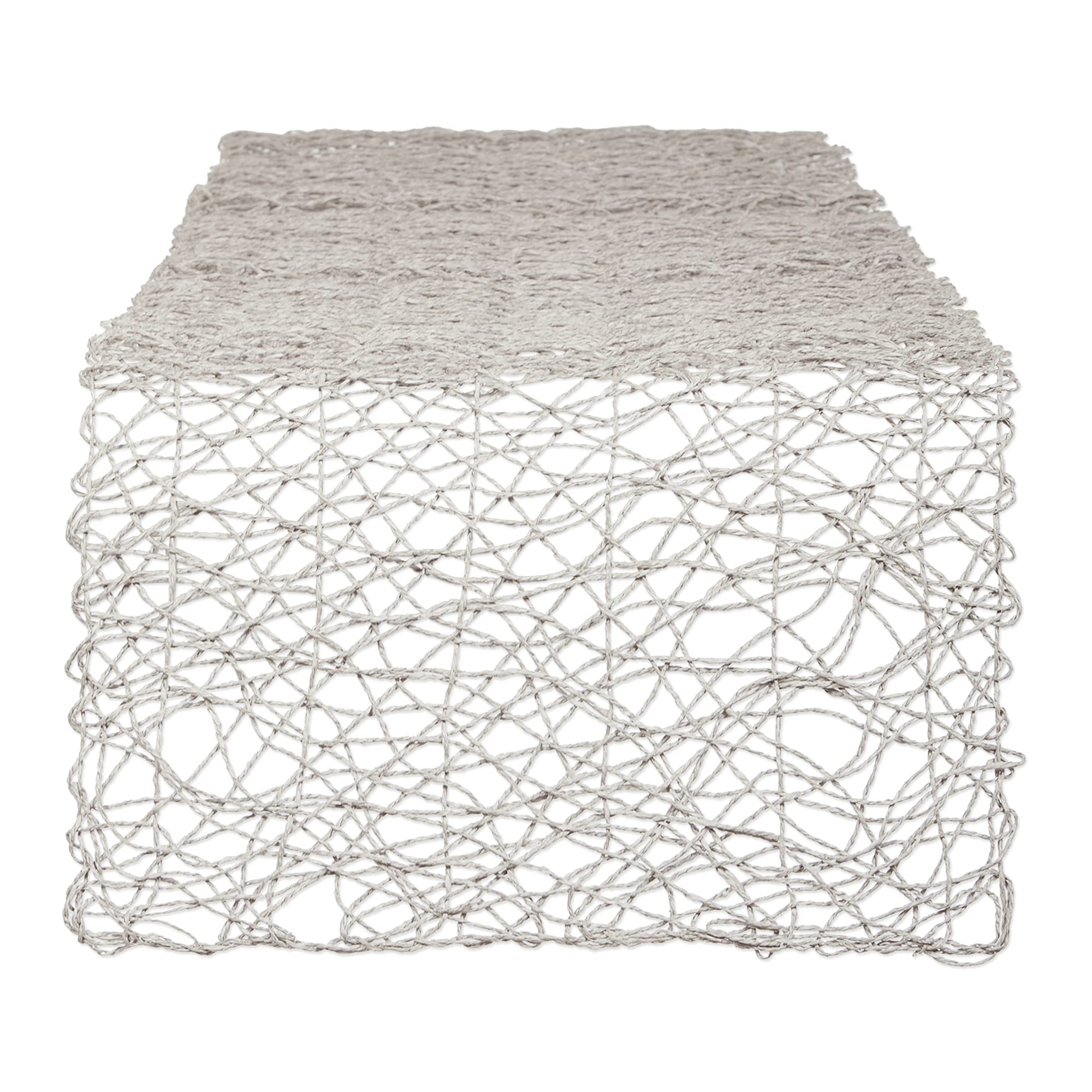 GRAY WOVEN PAPER TABLE RUNNER 14x72