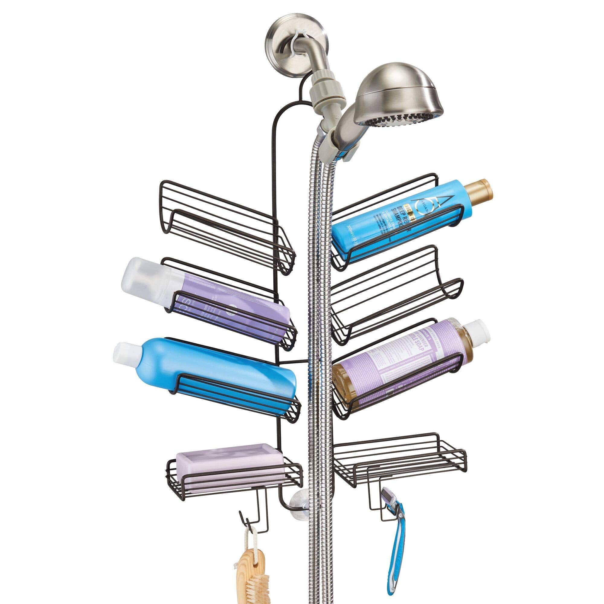 InterDesign Verona Metal Hanging Bathroom Caddy, Bronze, 25" x 14" x 4", Extra Space for Shampoo, Soap, Towels, Model 68541