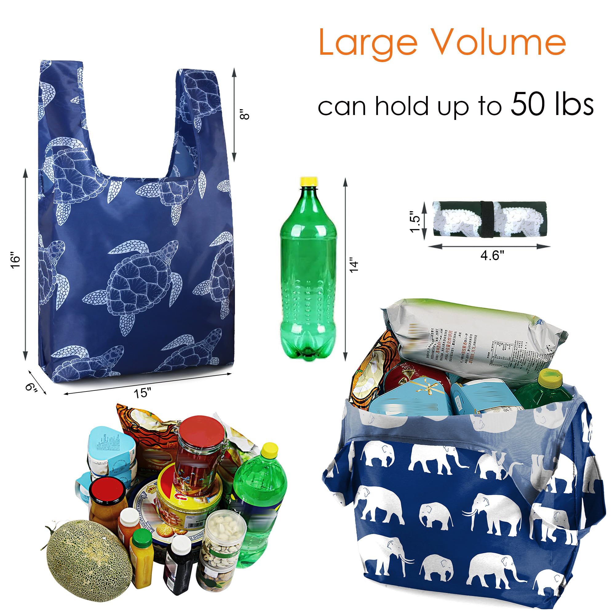 BeeGreen Reusable Grocery Bags Bulk Gifts 10-Pack - Large Tote with Zipper Pouch | Foldable & Washable Polyester Shopping Bags H