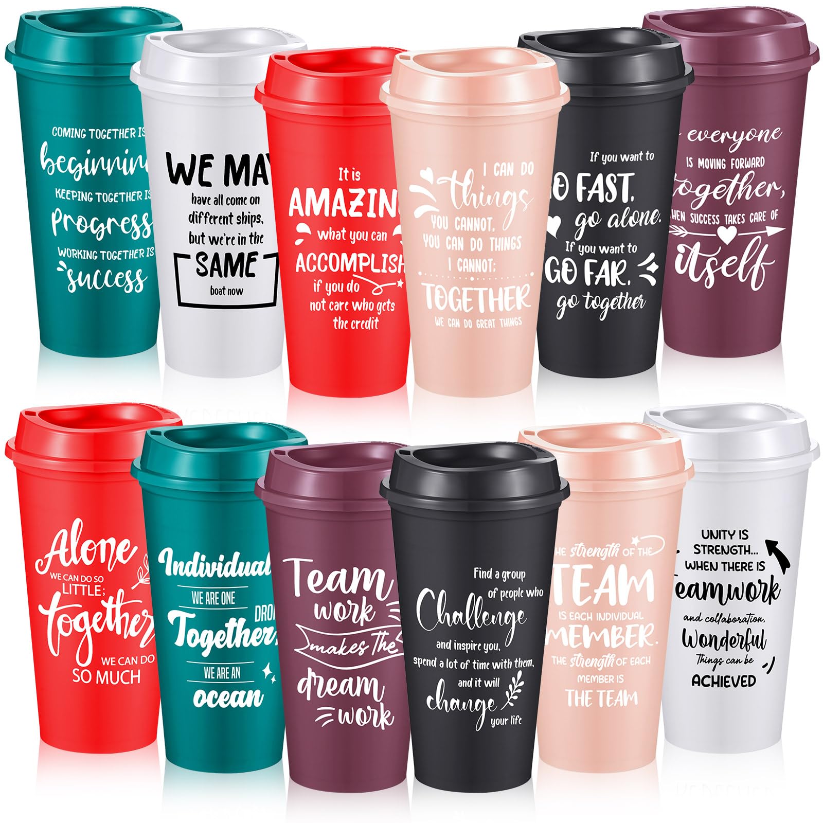 FillTouch 12 Pcs Appreciation Cups for Coworkers Employee Staff Teacher Appreciation Gifts for Christmas Office Gift Basket, 16 