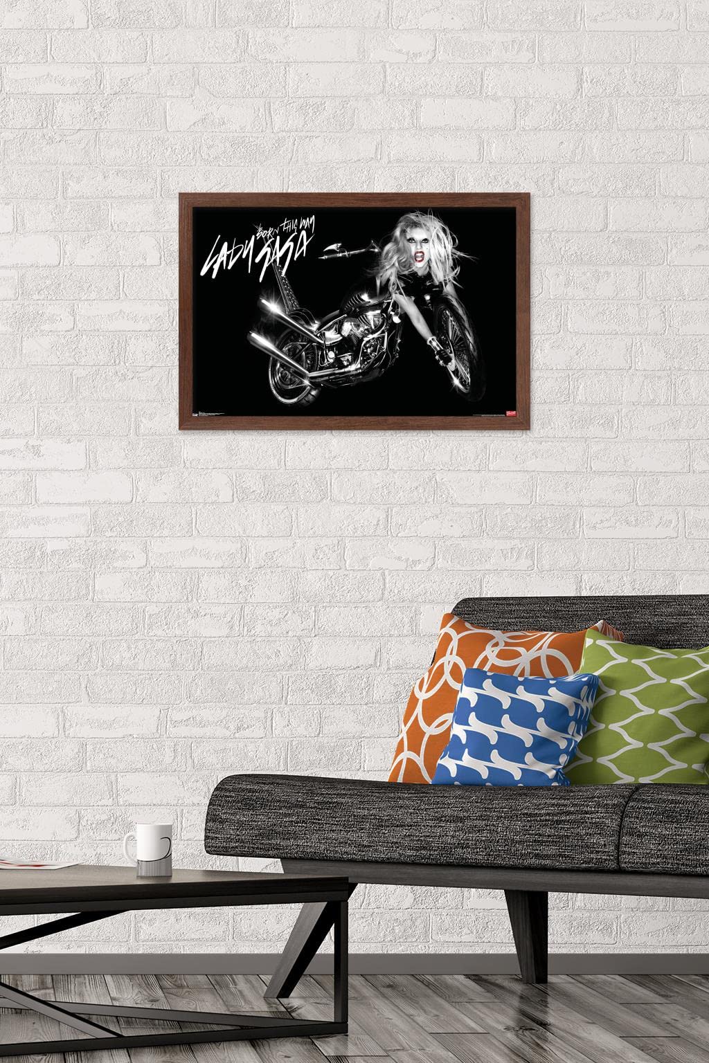 Trends International Lady Gaga - Cover Wall Poster, 14.725'' X 22.375'', Mahogany Framed Version