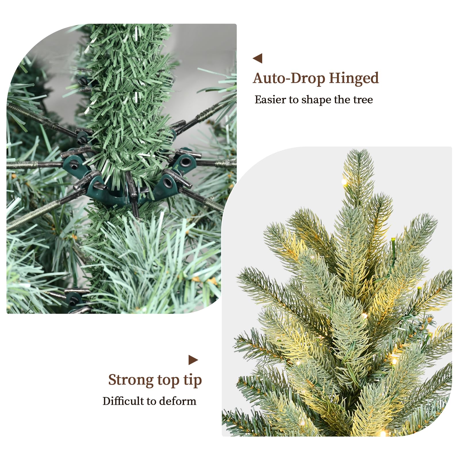 8ft Blue Spruce Artificial Christmas Tree Pre Lit with 750 Lights Hinged Branch Xmas Tree with Foldable Metal Tree Stand for Chr