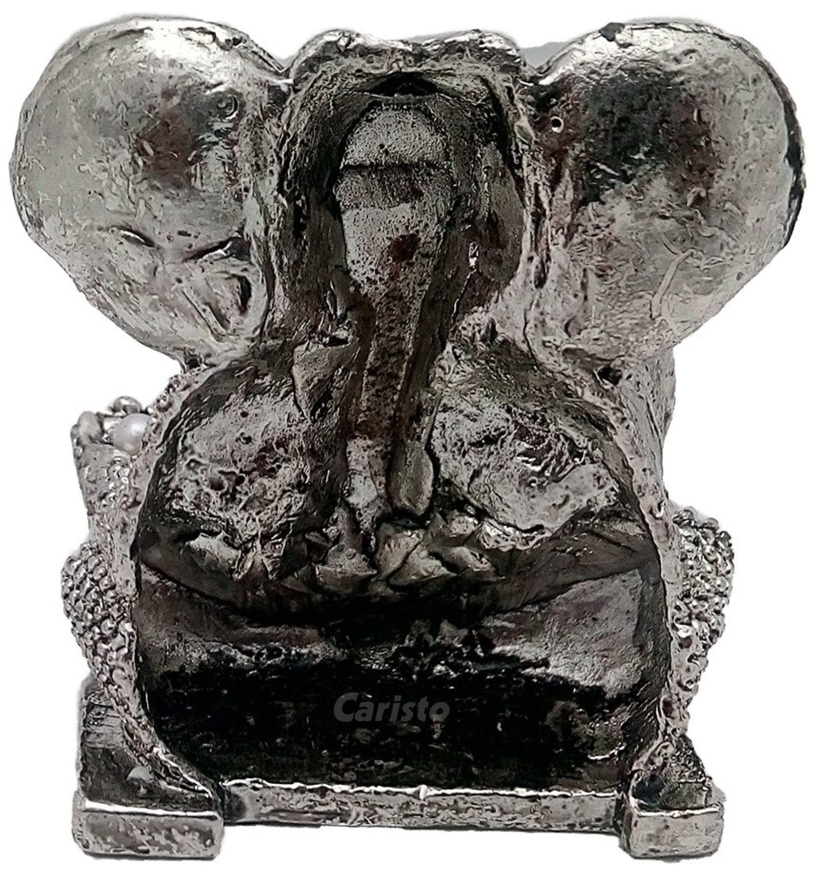 Caristo Lord Ganesh Idol | Ganesha Idol | Ganpati Vinayaka Idol (Id-42) Silver Metal Statue For Home Dcor | Car Dashboard | Mand