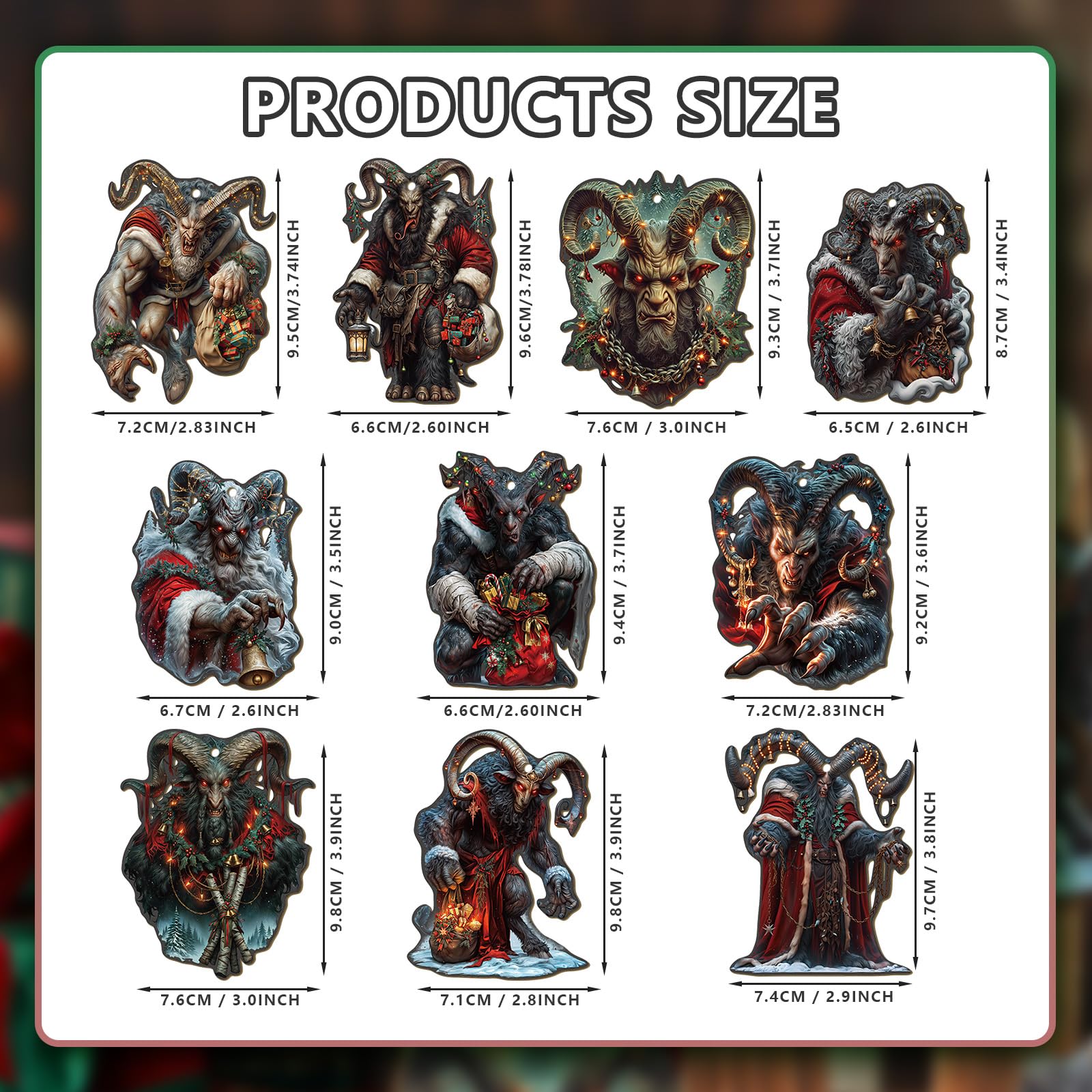 Patelai 40 Pcs Christmas Ornaments Wooden Krampus Ornaments Scary Christmas Hanging Decorations for Tree Farmhouse Krampus Tree