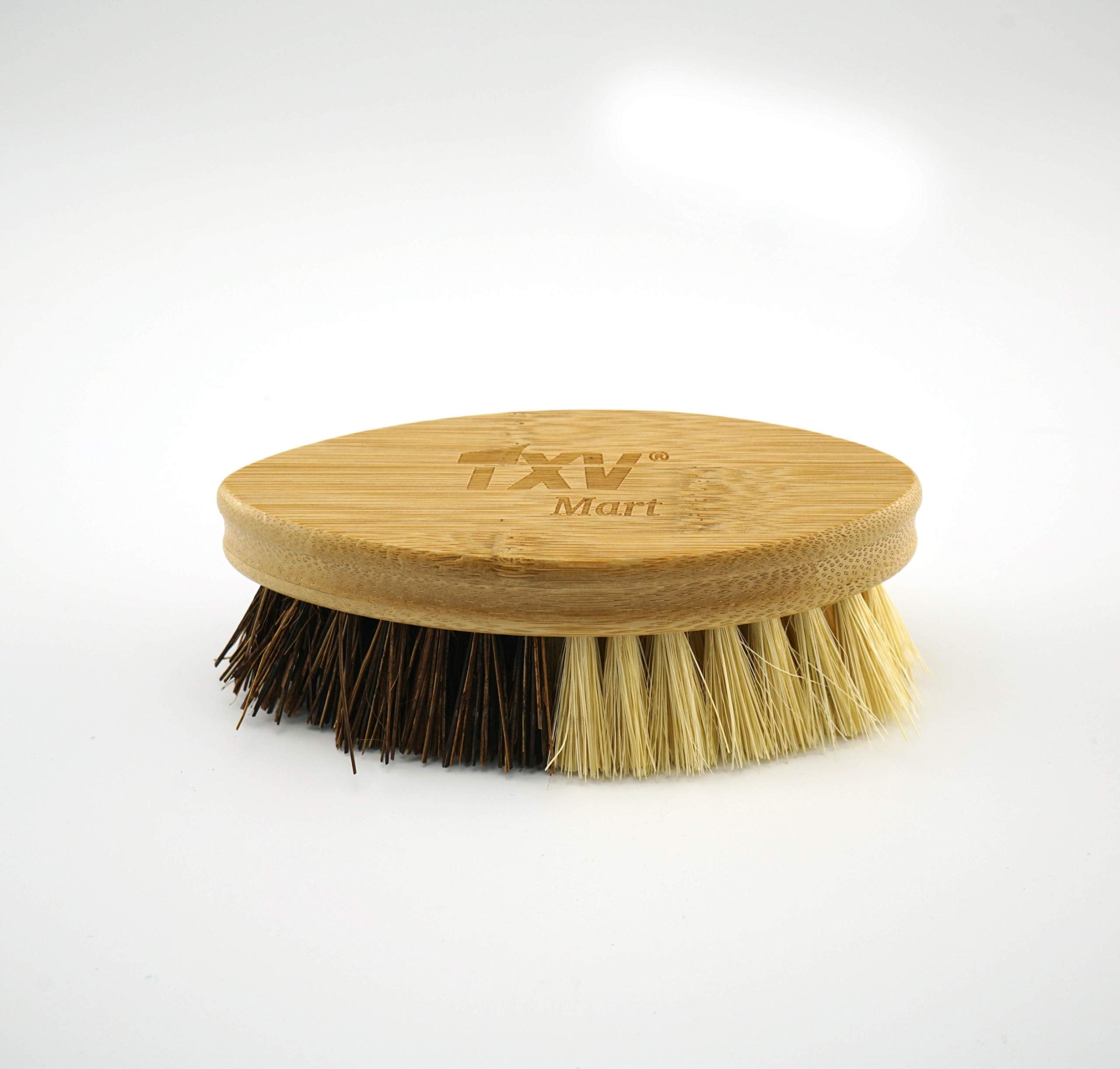 Txv Mart Natural Bamboo Fruits And Vegetable Brush Scrubber With Coconut Fibre And Sisal Bristles | Multi Purpose Bamboo Cleanin