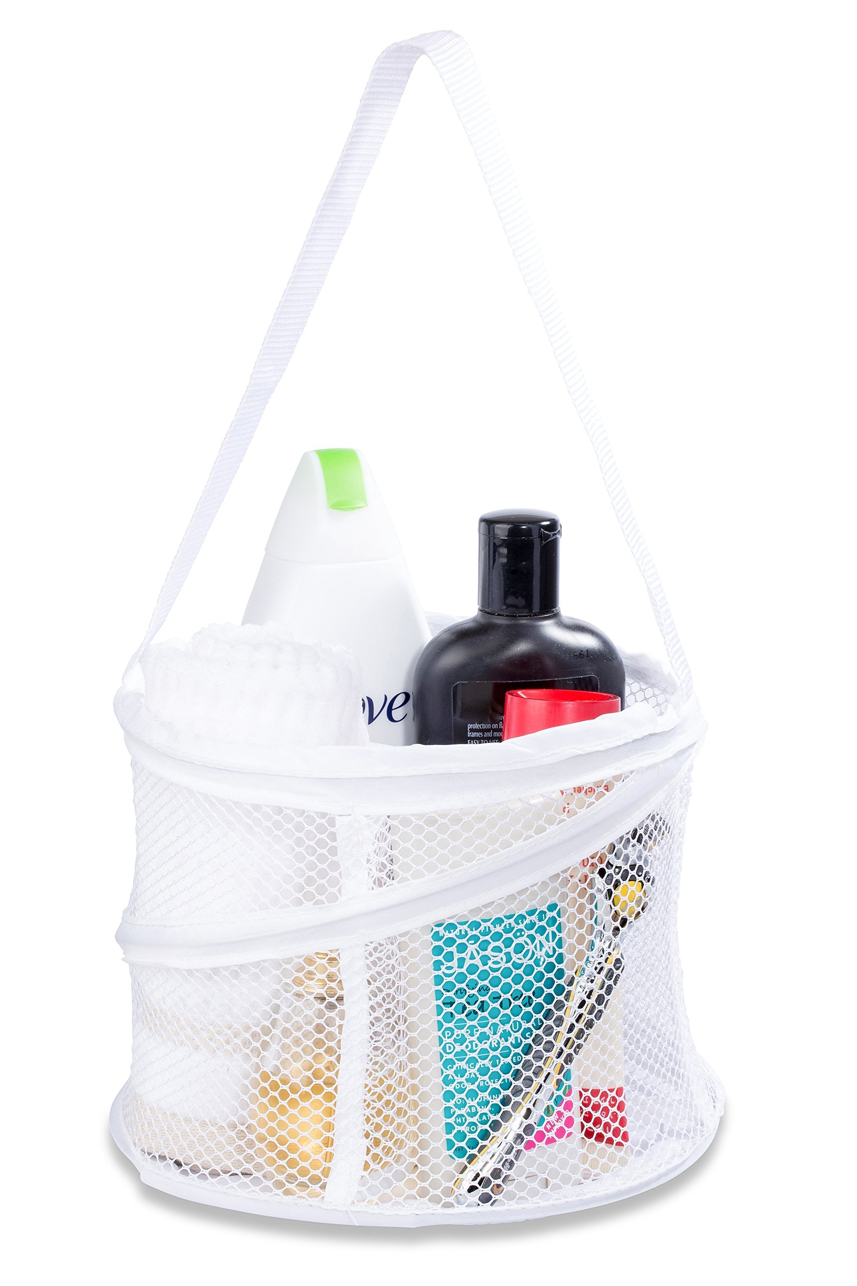 Foldable Shower Caddy - Collapsible, Portable, Drainage Hole, Carry Handle, Large Compartments. Great Organizer For Camp, Travel