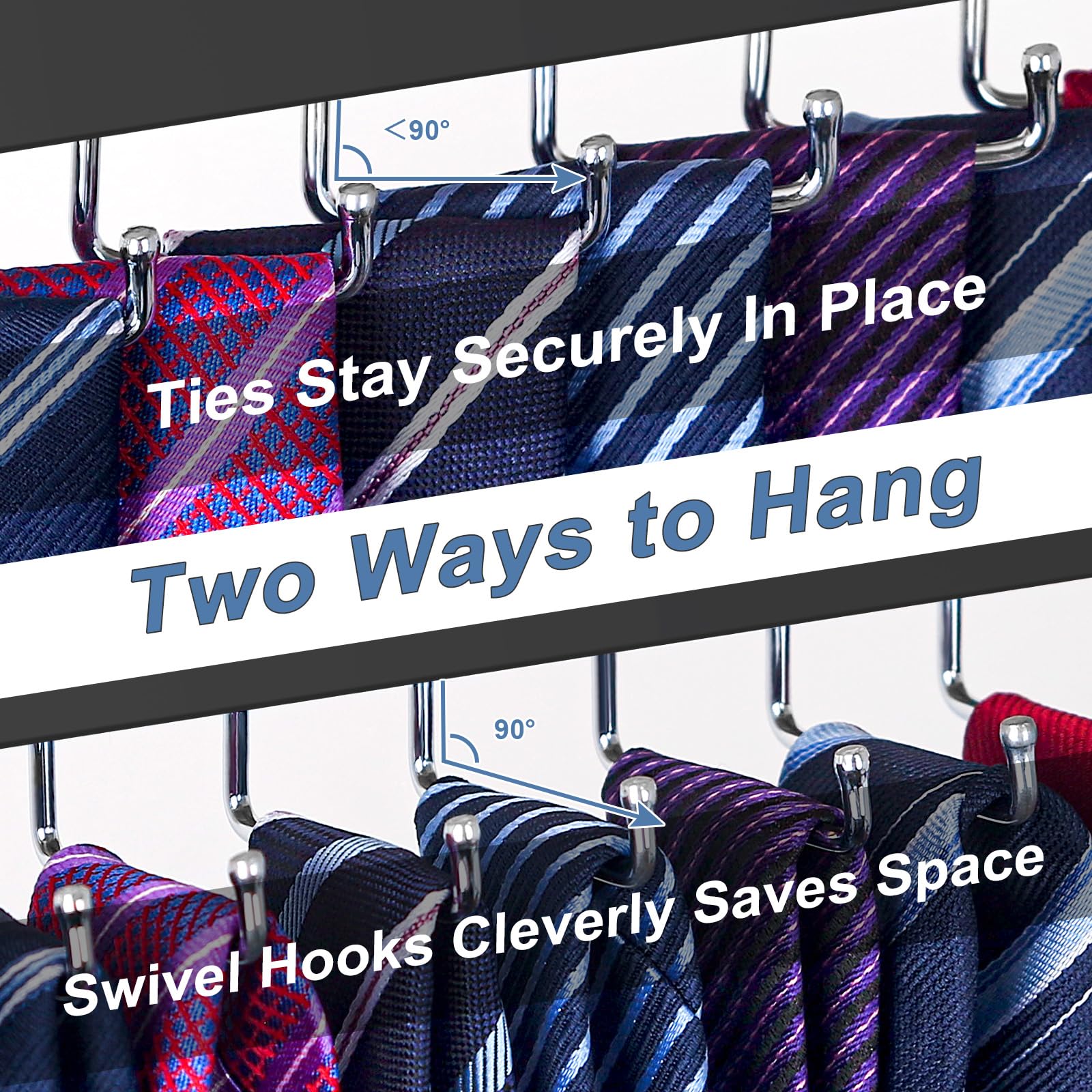 Belt Hanger Tie Rack Wall Mounted, 360Rotating Belt Organizer Tie Hanger Max 20 Storage For Belt, Ties, Purse, Scarves, Tank Top