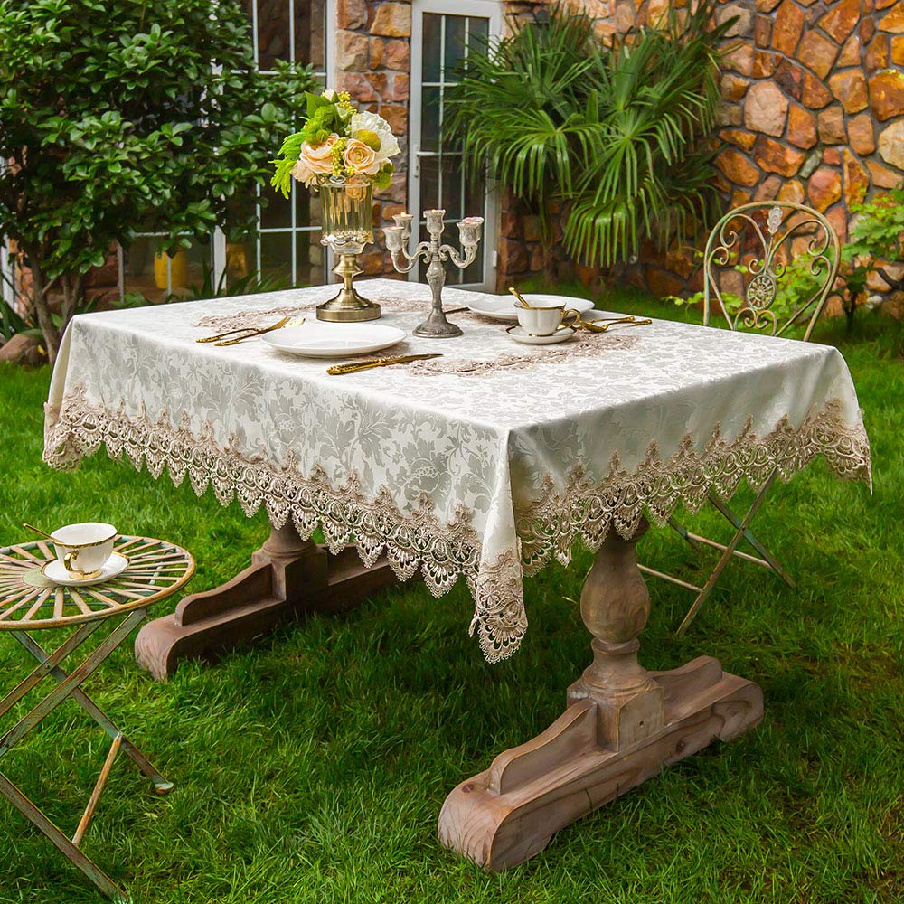 Artable Lace Table Cloths Rectangle Fall Antique Flower Decor Macrame Tablecloth For Outdoor Farmhouse Rustic Kitchen Party Birt