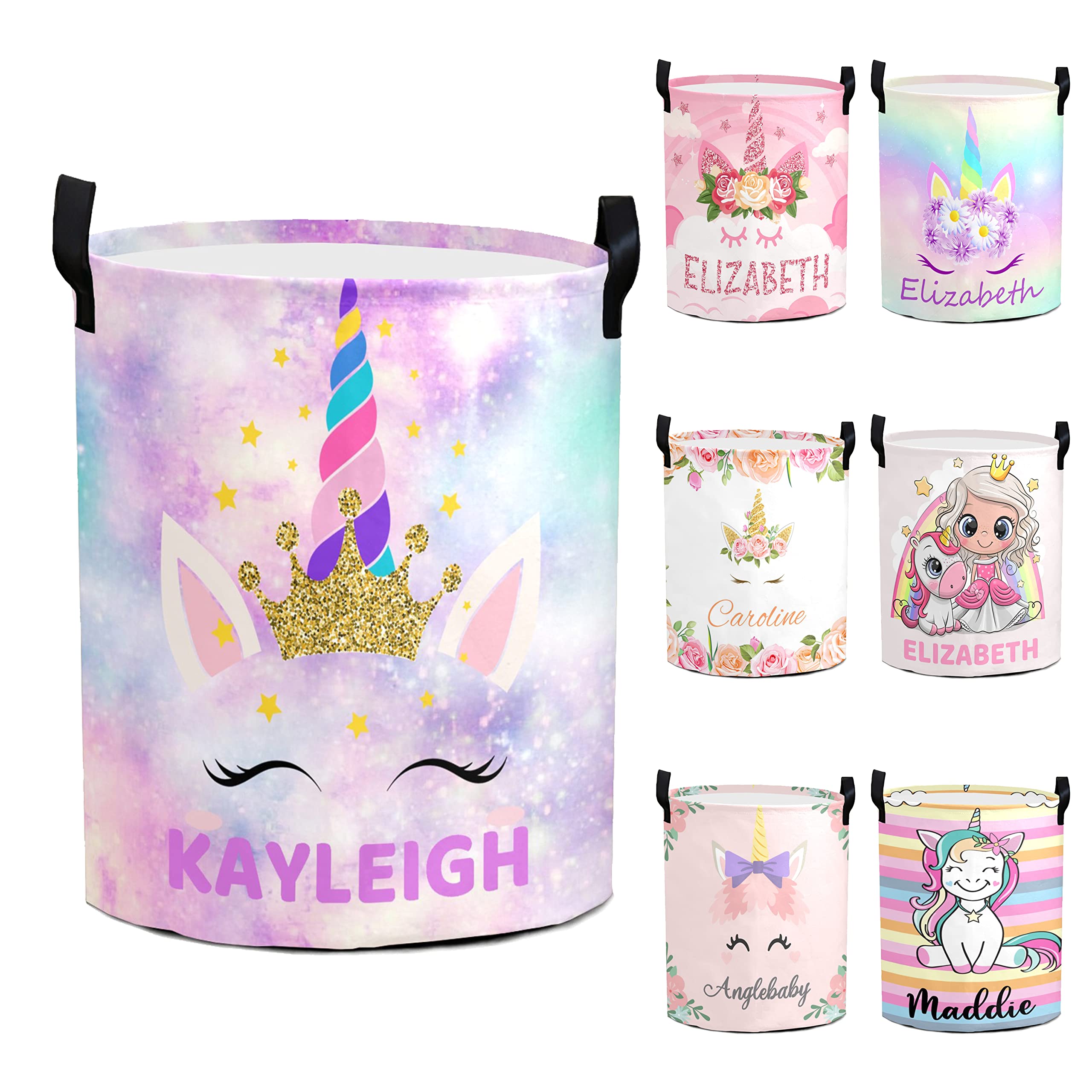 Unicorn Laundry Basket Personalized Laundry Hamper Custom With Name For Girl Rainbow Collapsible Waterproof Storage Basket With