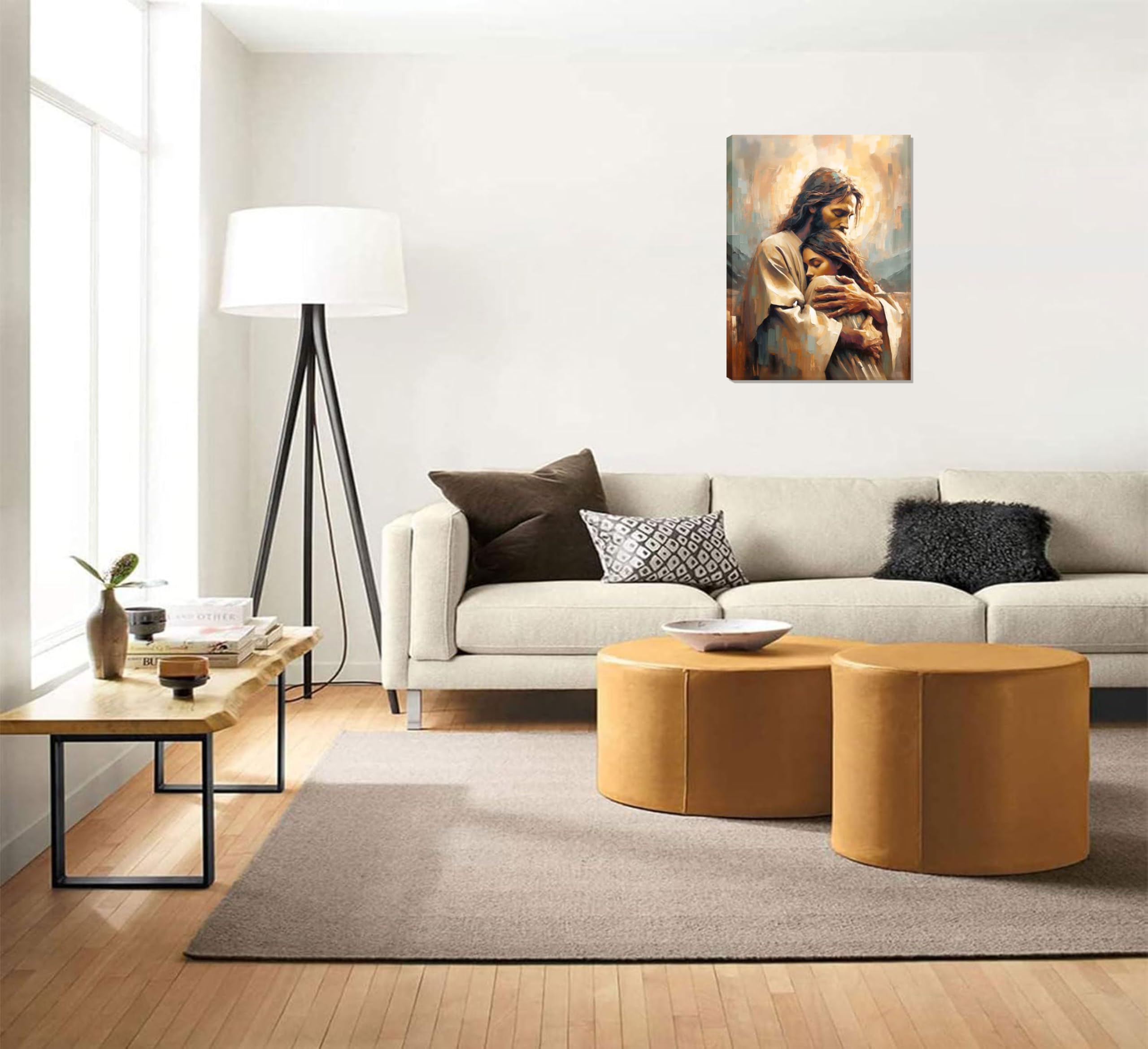 Jesus Embracing Woman Wall Art Safe Haven Poster Jesus Canvas Prints Christian Spiritual Painting Bible Art Pictures Jesus and G