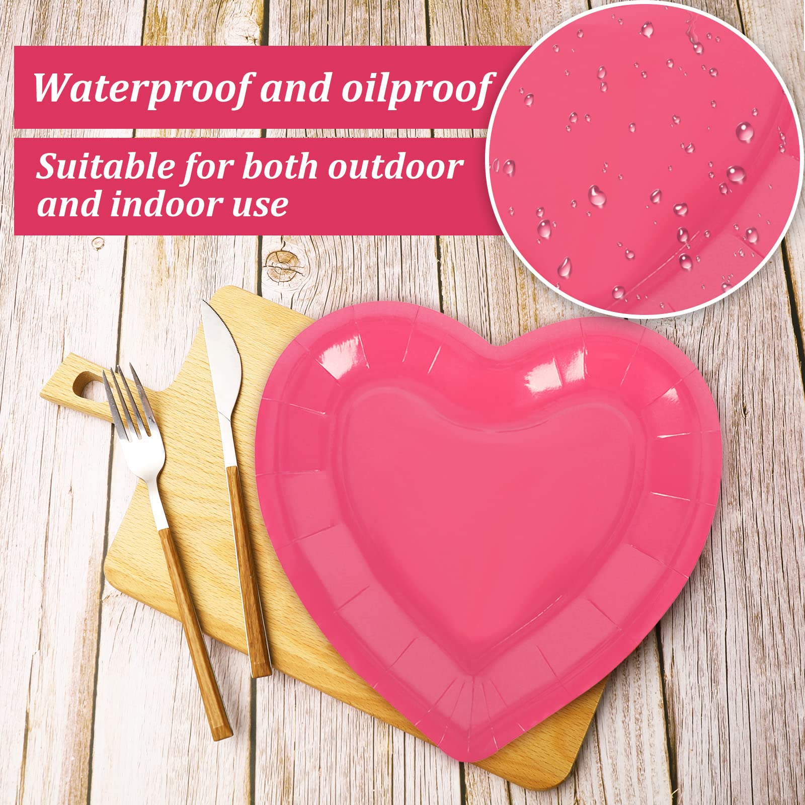 Jarthenaamcs 60Pcs Valentine'S Day Paper Plates Heart Shaped Disposable Plates Red Pink Decorative Tableware For Holiday Anniver
