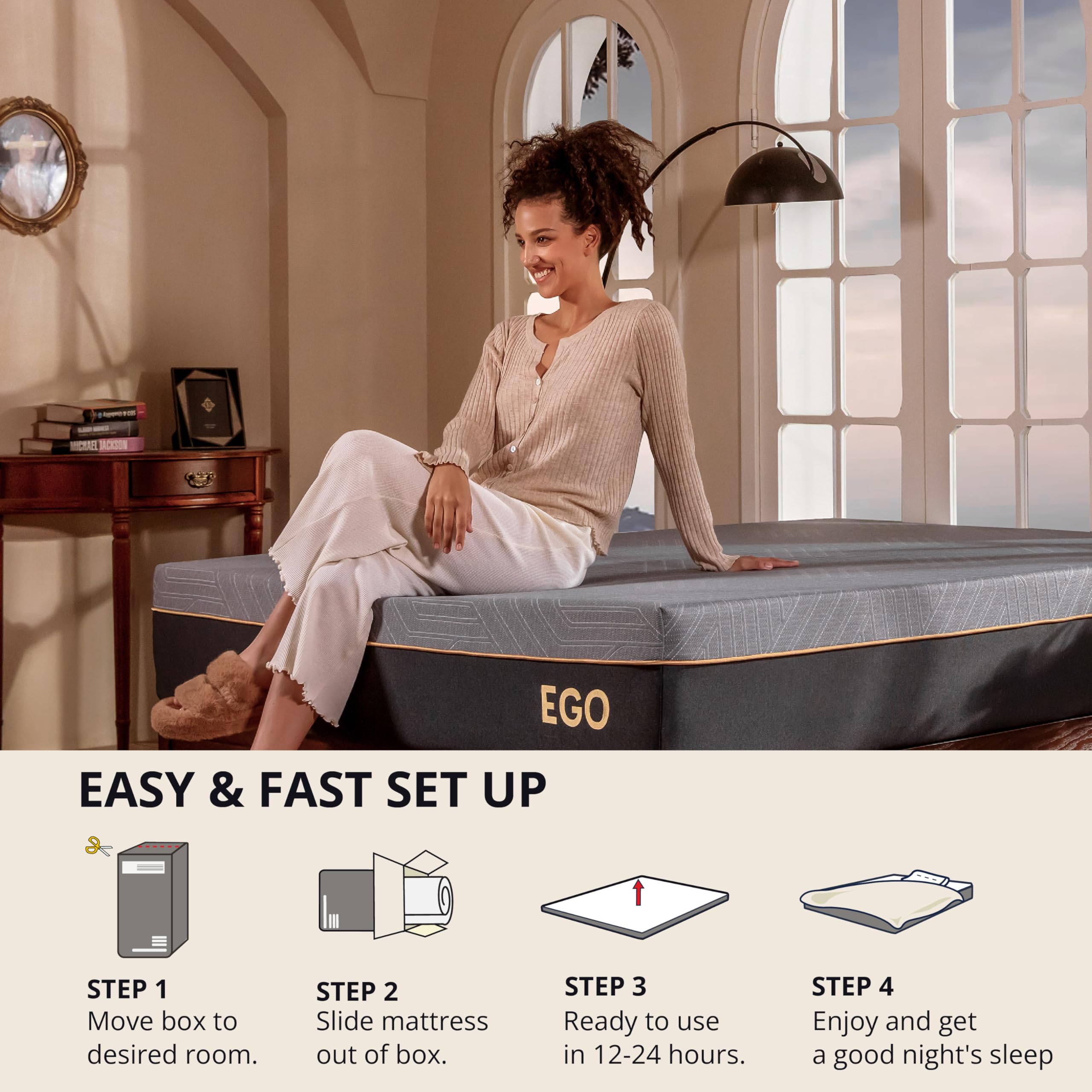 MLILY EGOHOME 12" Twin XL Memory Foam Mattress, Cooling Gel, CertiPUR-US, Therapeutic, Black, Model MCE-12-TXL
