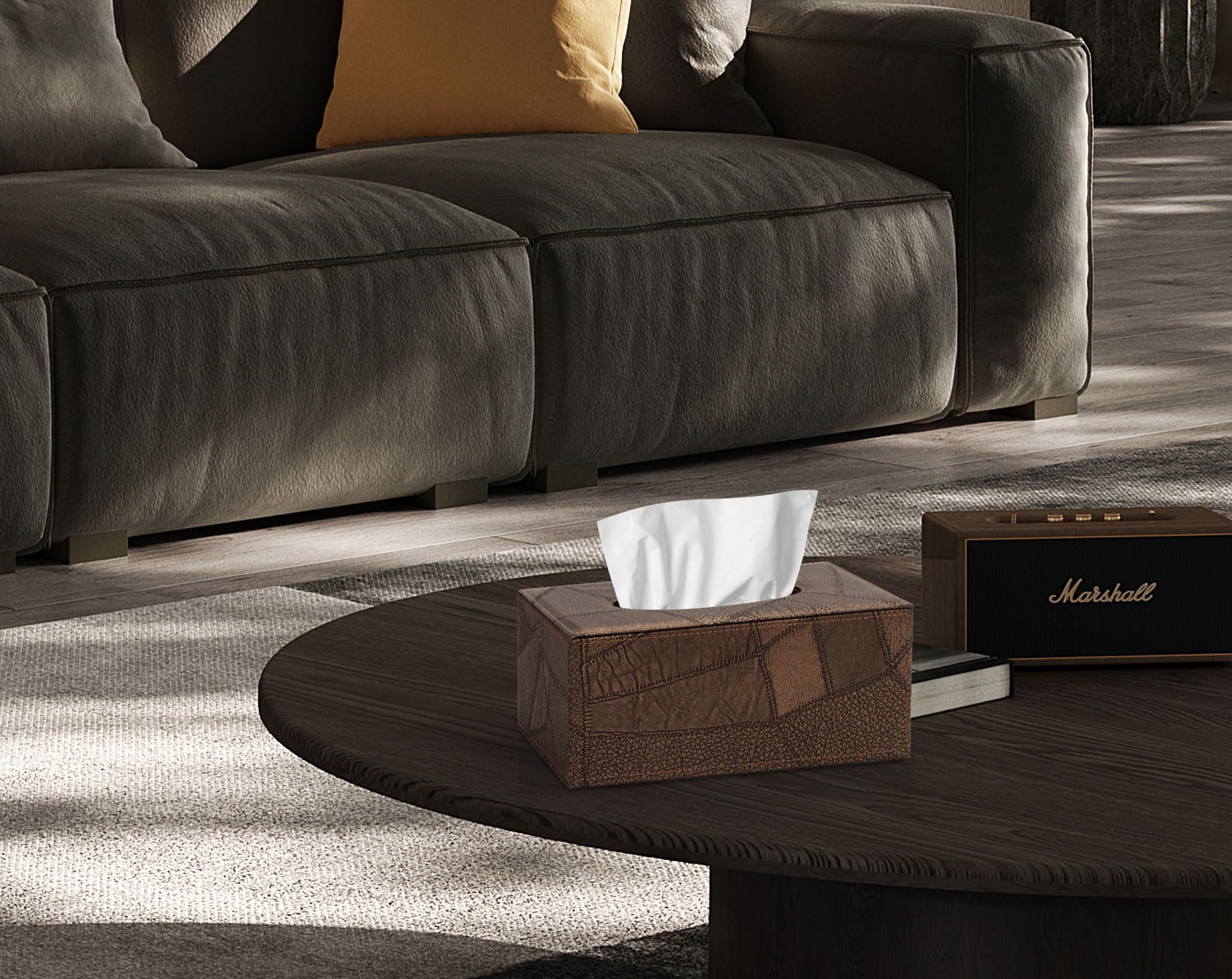 Colylan Tissue Box Cover Rectangular Tissue Box Holder For Bathroom (Retro Brown)