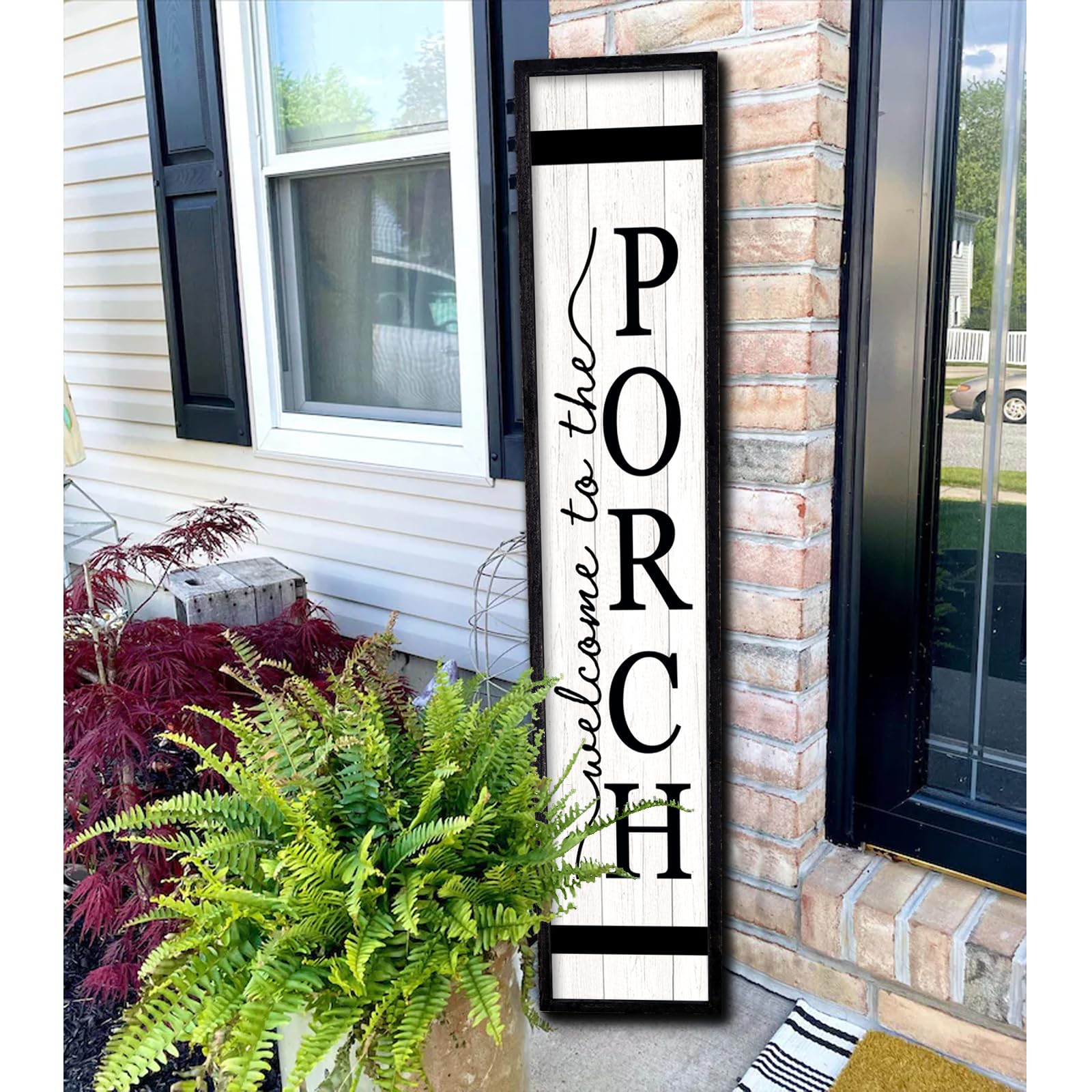 Surfapans Welcome To The Porch Sign For Front Porch Standing 45X9 Wood Frame Large Rustic Farmhouse Outdoor Tall Board Welcome S