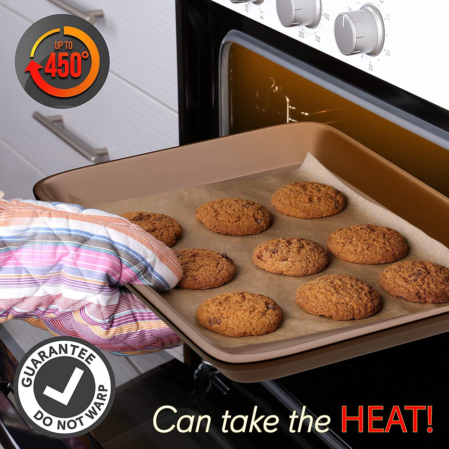 Nutrichef 2-Piece Premium Nonstick Cookie Sheets For Baking - Slick Carbon Steel Baking Sheet Set W/ Raised Edges For Roasting,