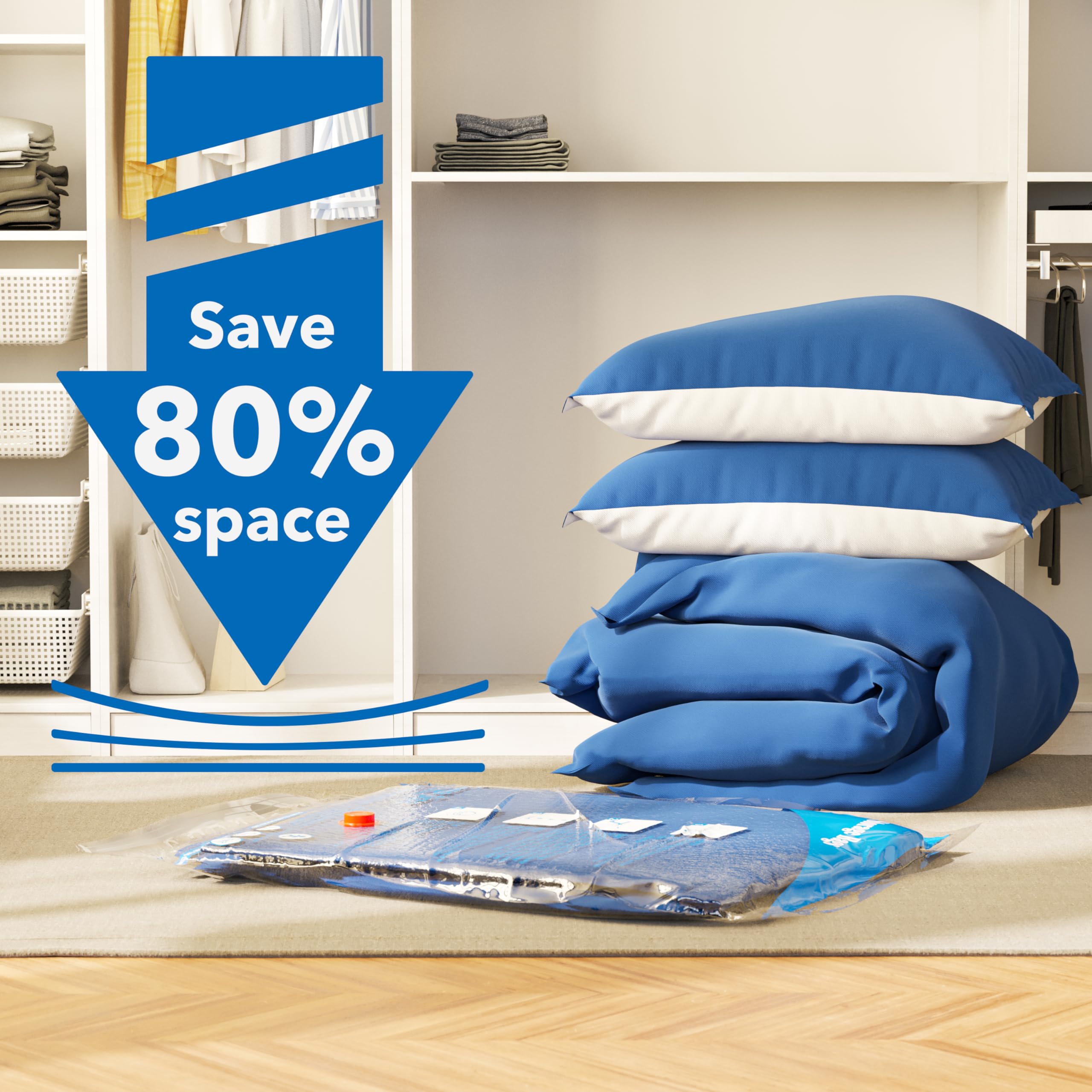 Vacuum Storage Bags 10 Jumbo, Plastic Packaging Bags,Space Saver Bags for Clothes, Pillows, Comforters, Blankets, Bedding