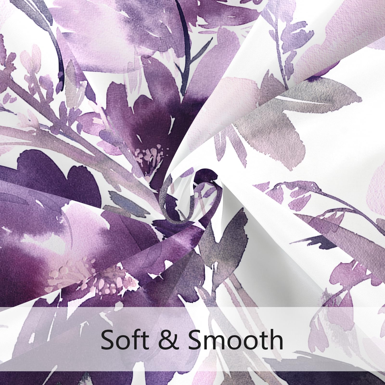 Mayzus Small Stall Shower Curtain 36 X 72 Inch, Half Narrow Watercolor Floral Fabric Shower Curtain, Modern Abstract Purple Flow