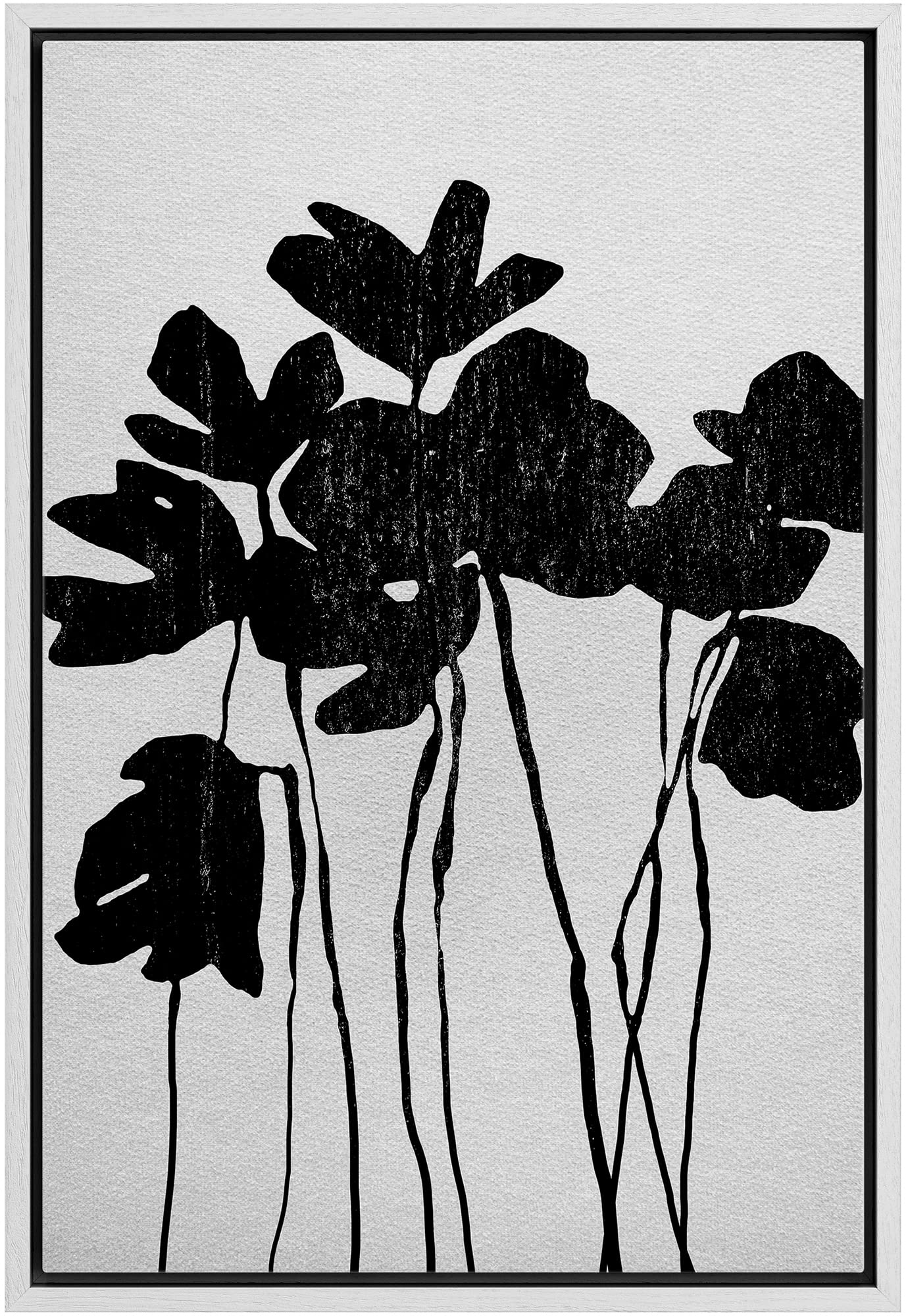 Ashbrook Framed Canvas Print Wall Art Black Poppy Silhouette Display Floral Botanical Photography Modern Rustic Scenic Relax/Cal