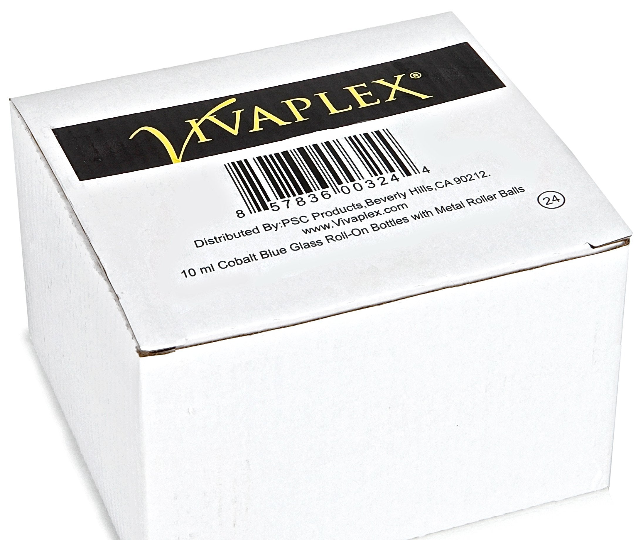 Vivaplex, 24, Cobalt Blue, 10 Ml Glass Roll-On Bottles With Stainless Steel Roller Balls. 3-3 Ml Droppers Included