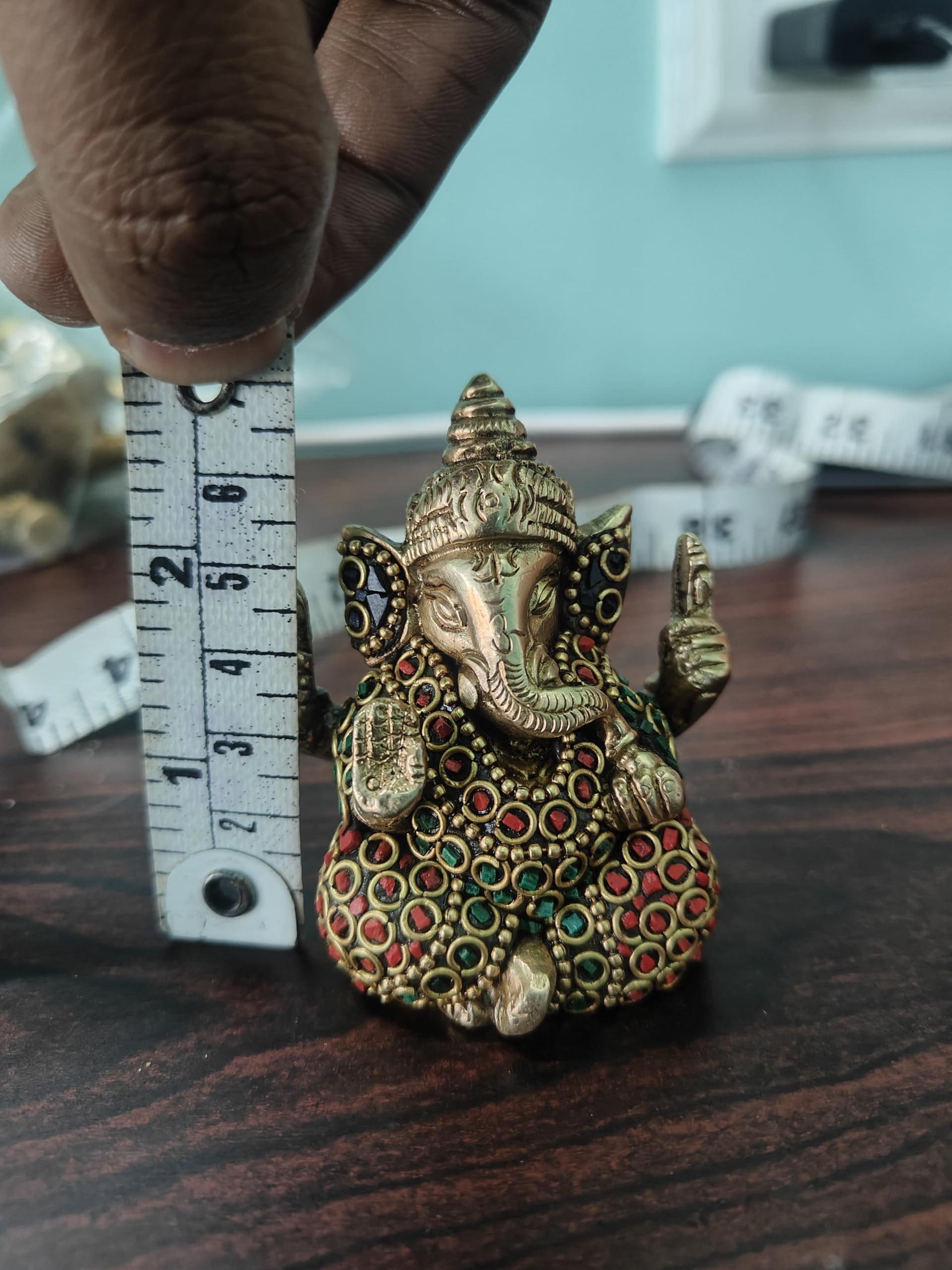 Rugdoll Diwali Gift Box | 100% Pure Brass Appu Ganesh Idol For Home | Yellow Antique Finish