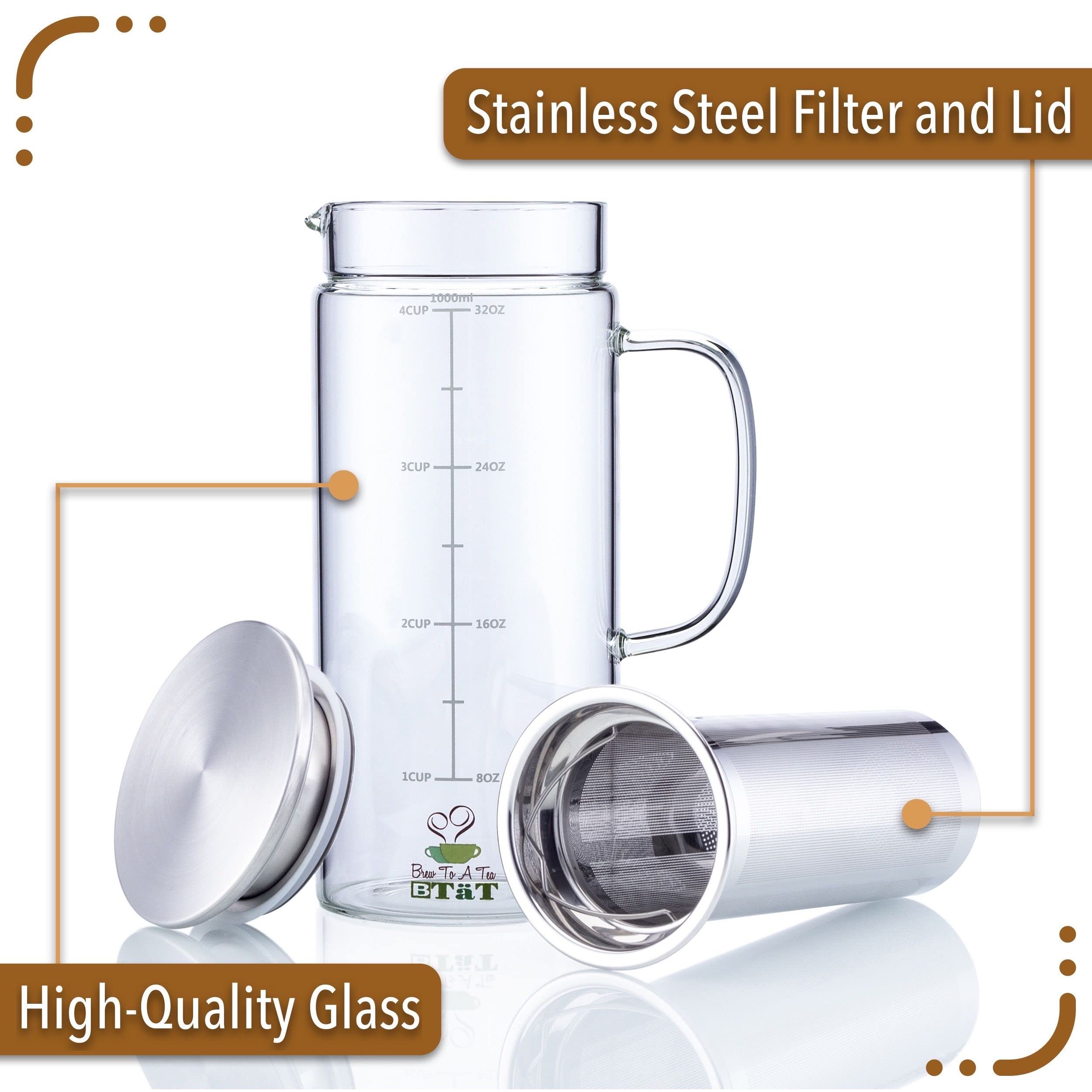 Btat- Cold Brew Coffee Maker, Iced Coffee Maker, 1 Quart, 32 Oz, Iced Tea Maker, Cold Brew Maker, Tea Pitcher, Coffee Accessorie