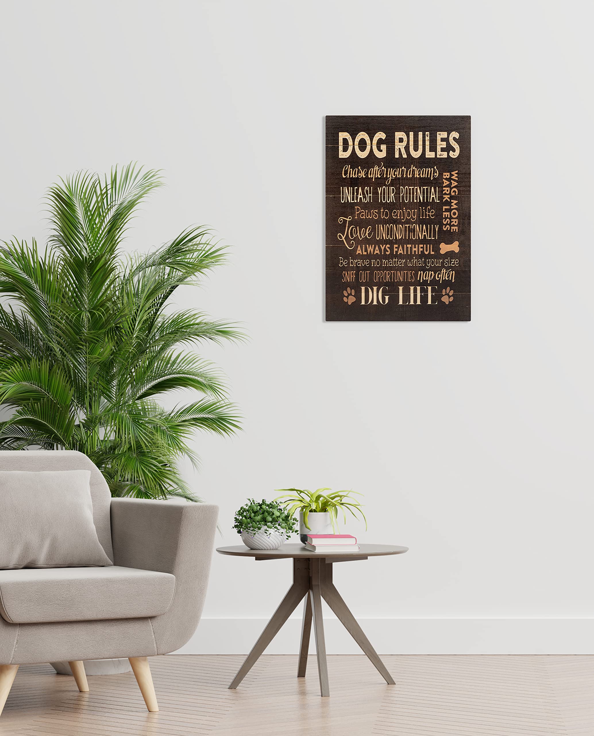 Bxfahzj Dog Rules Paw Prints Wall Art Canvas Farmhouse Funny Dog 11X14 Inch Prints Decor For Dog Room Home Bedroom Gifts For Dog
